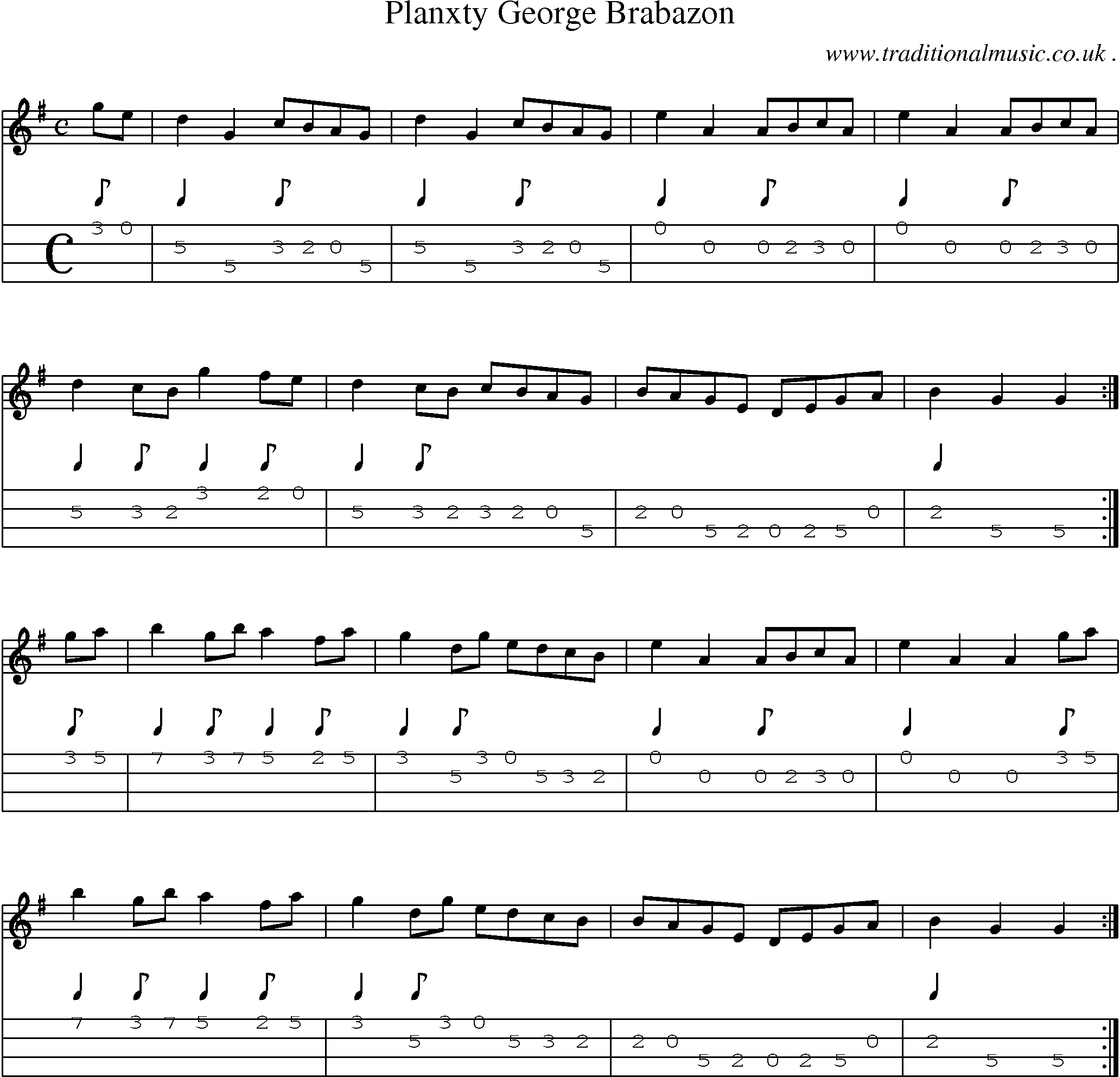 Sheet-Music and Mandolin Tabs for Planxty George Brabazon