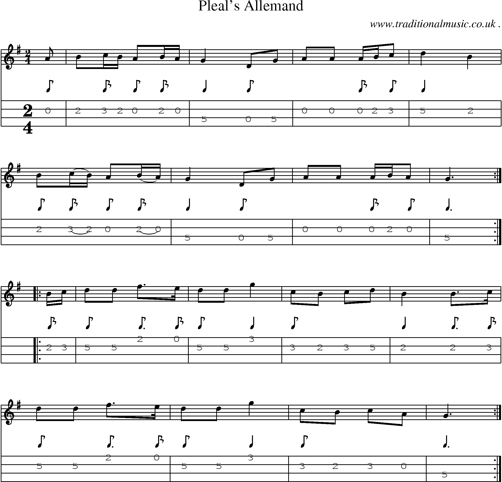 Sheet-Music and Mandolin Tabs for Pleals Allemand