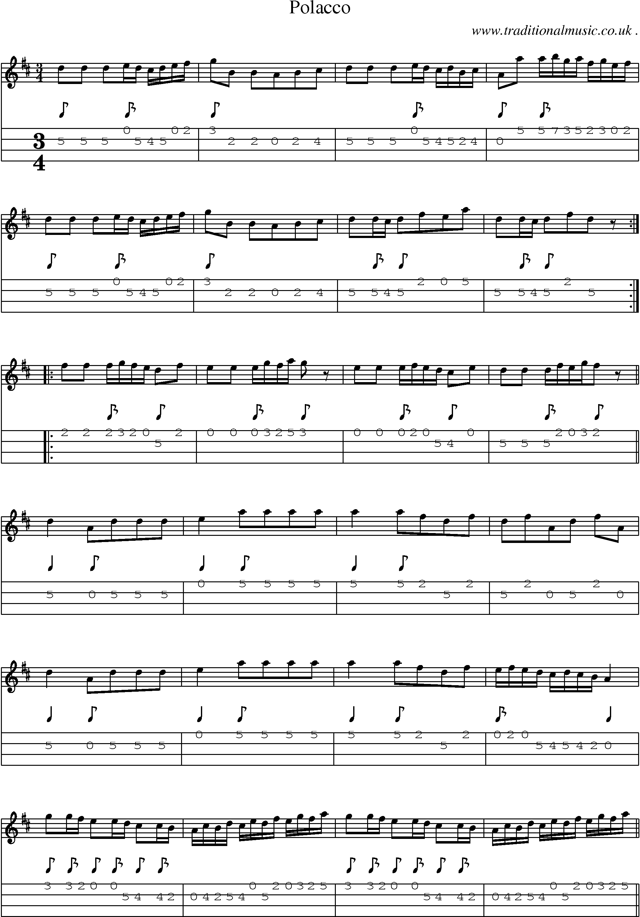 Sheet-Music and Mandolin Tabs for Polacco