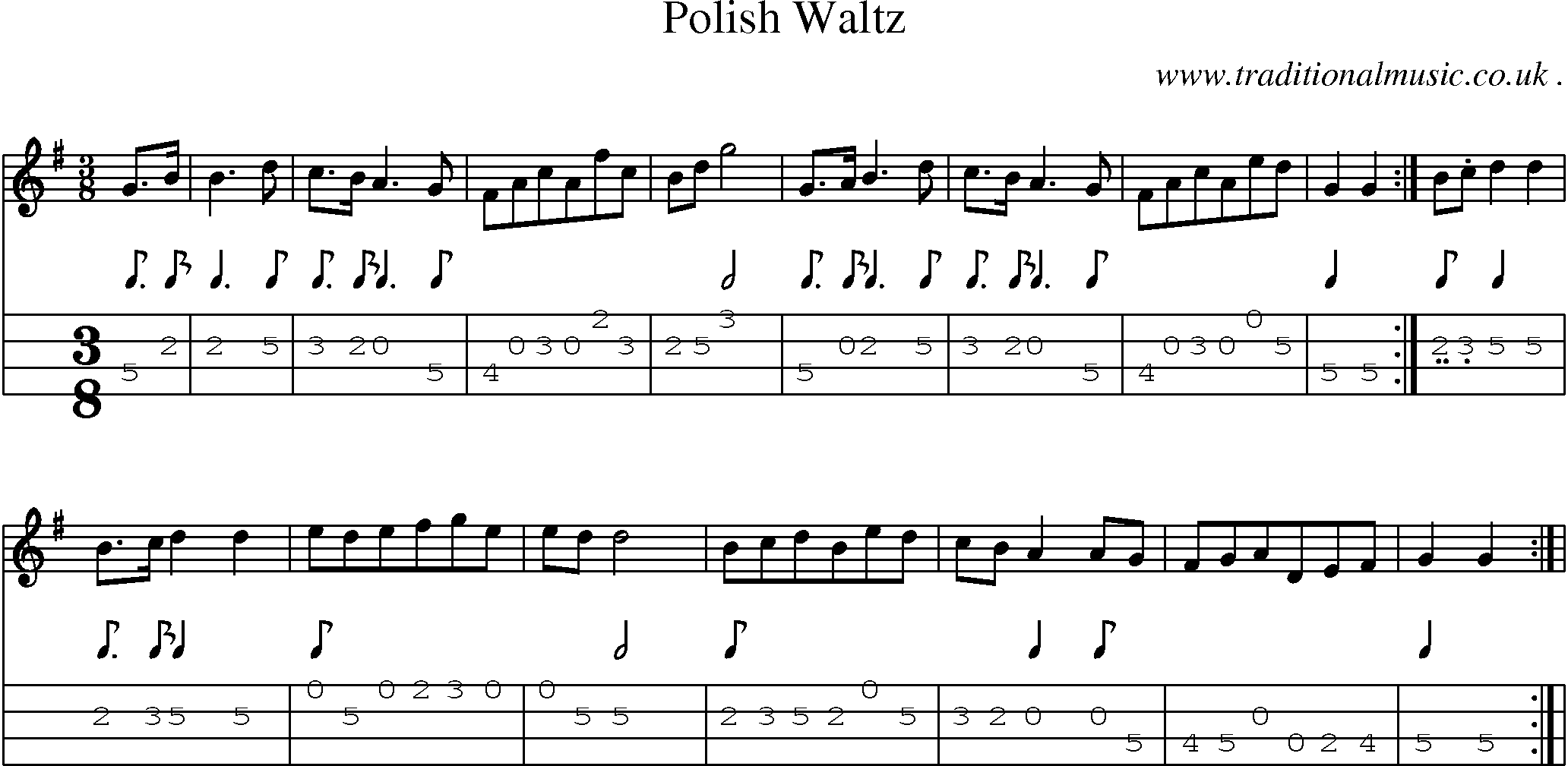 Sheet-Music and Mandolin Tabs for Polish Waltz