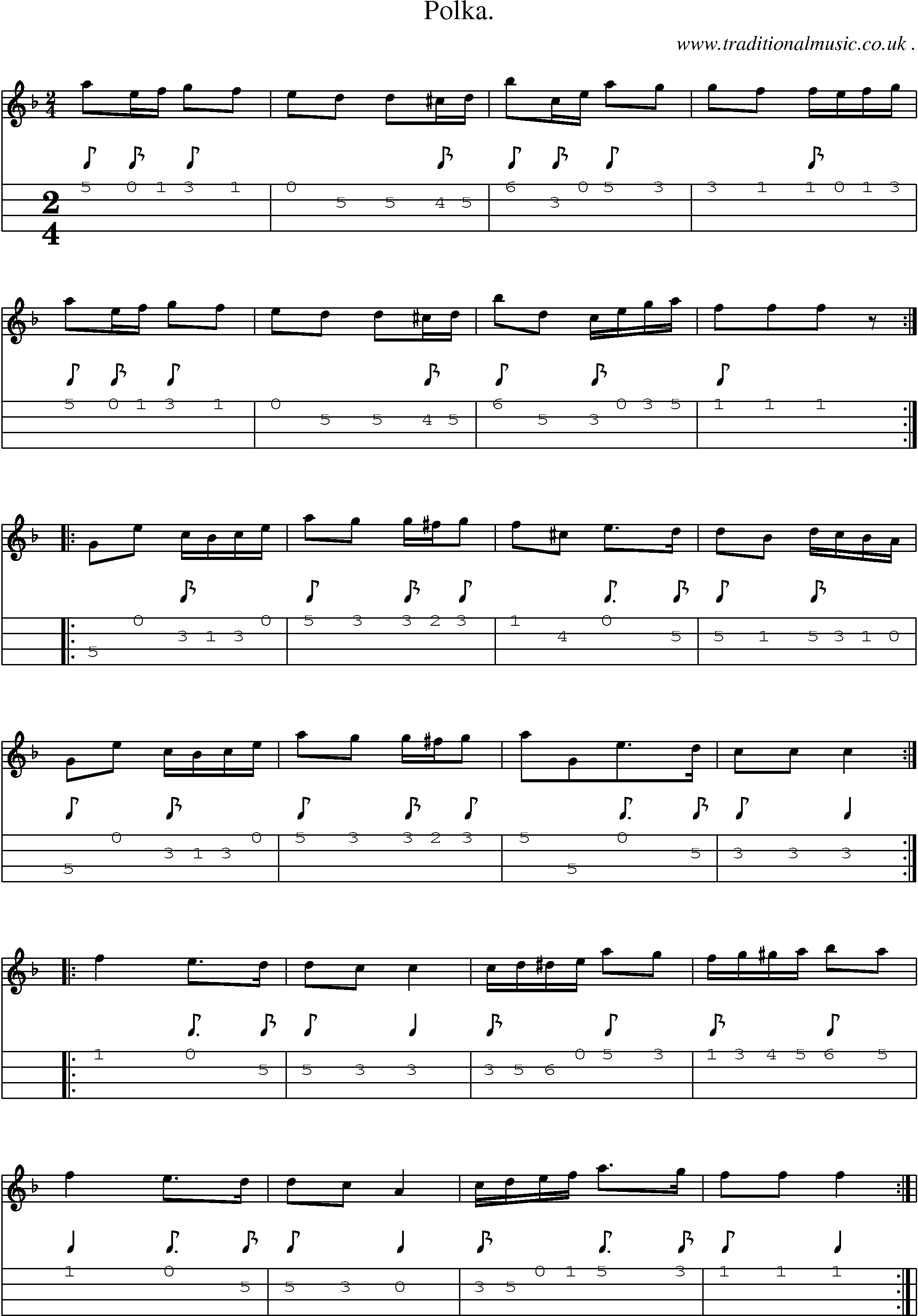 Sheet-Music and Mandolin Tabs for Polka