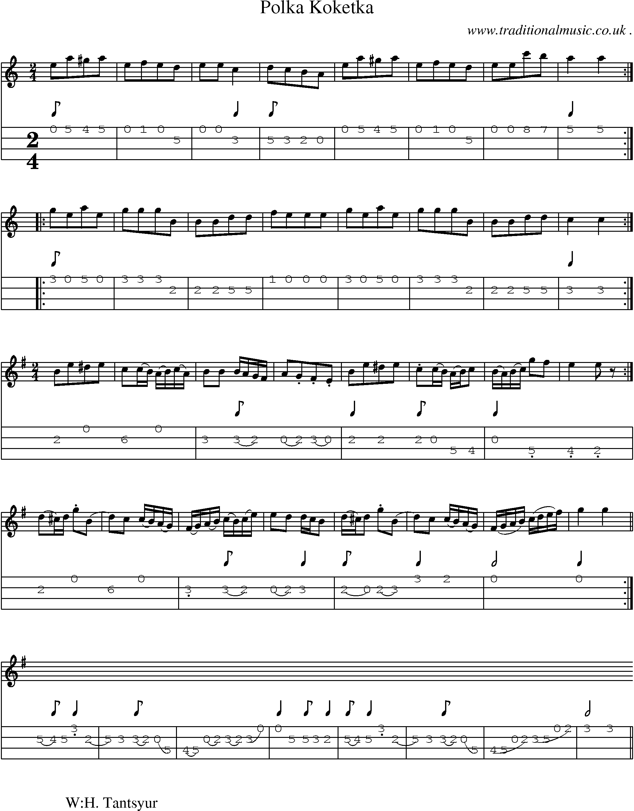 Sheet-Music and Mandolin Tabs for Polka Koketka