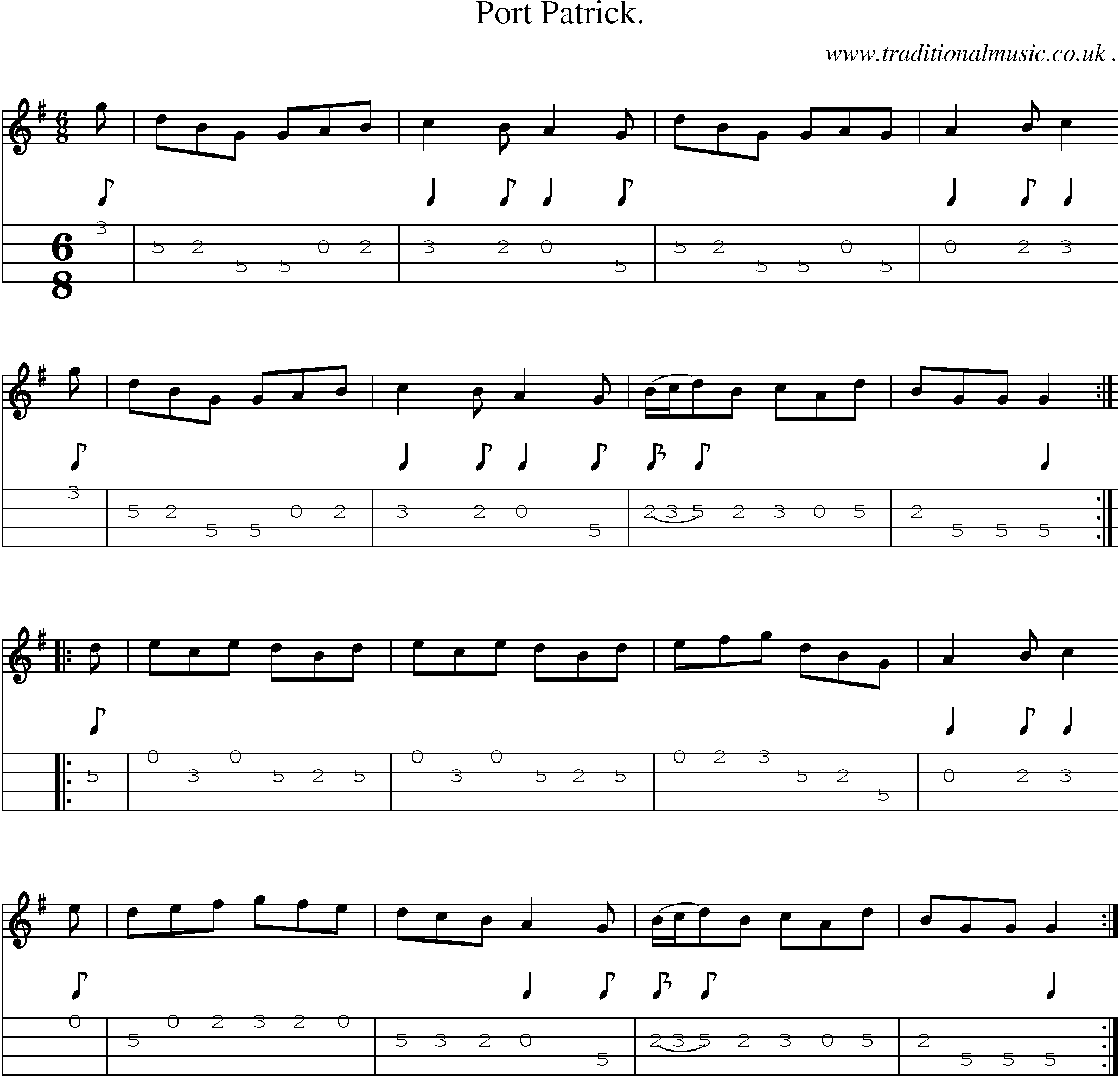 Sheet-Music and Mandolin Tabs for Port Patrick
