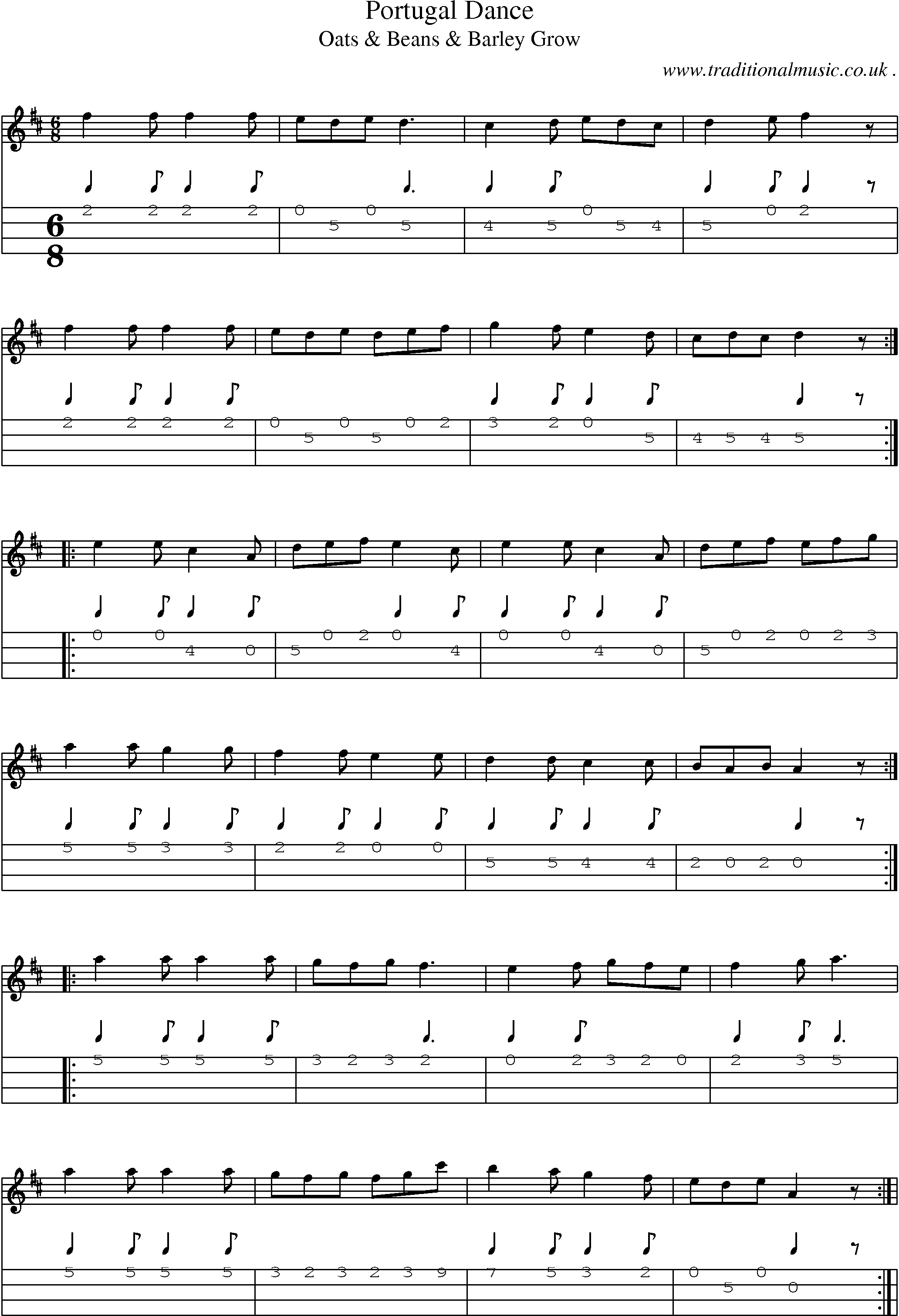 Sheet-Music and Mandolin Tabs for Portugal Dance