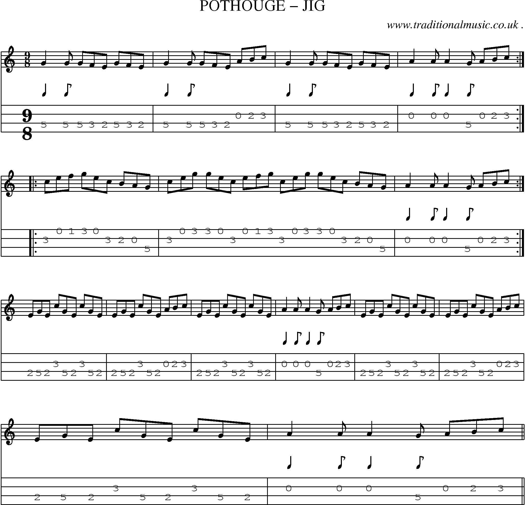 Sheet-Music and Mandolin Tabs for Pothouge Jig