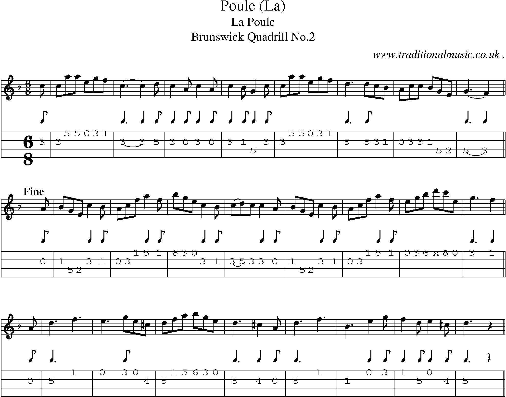 Sheet-Music and Mandolin Tabs for Poule (la)