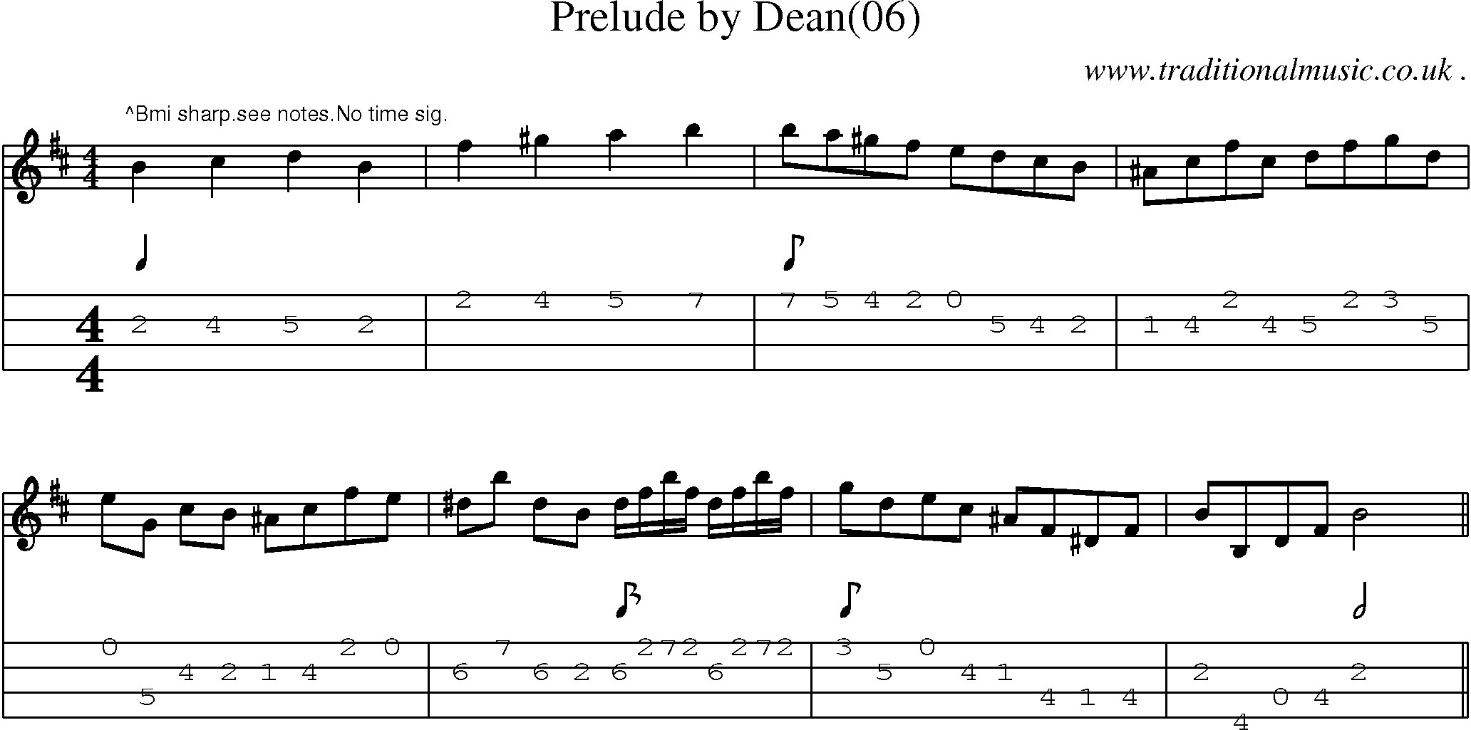 Sheet-Music and Mandolin Tabs for Prelude By Dean(06)