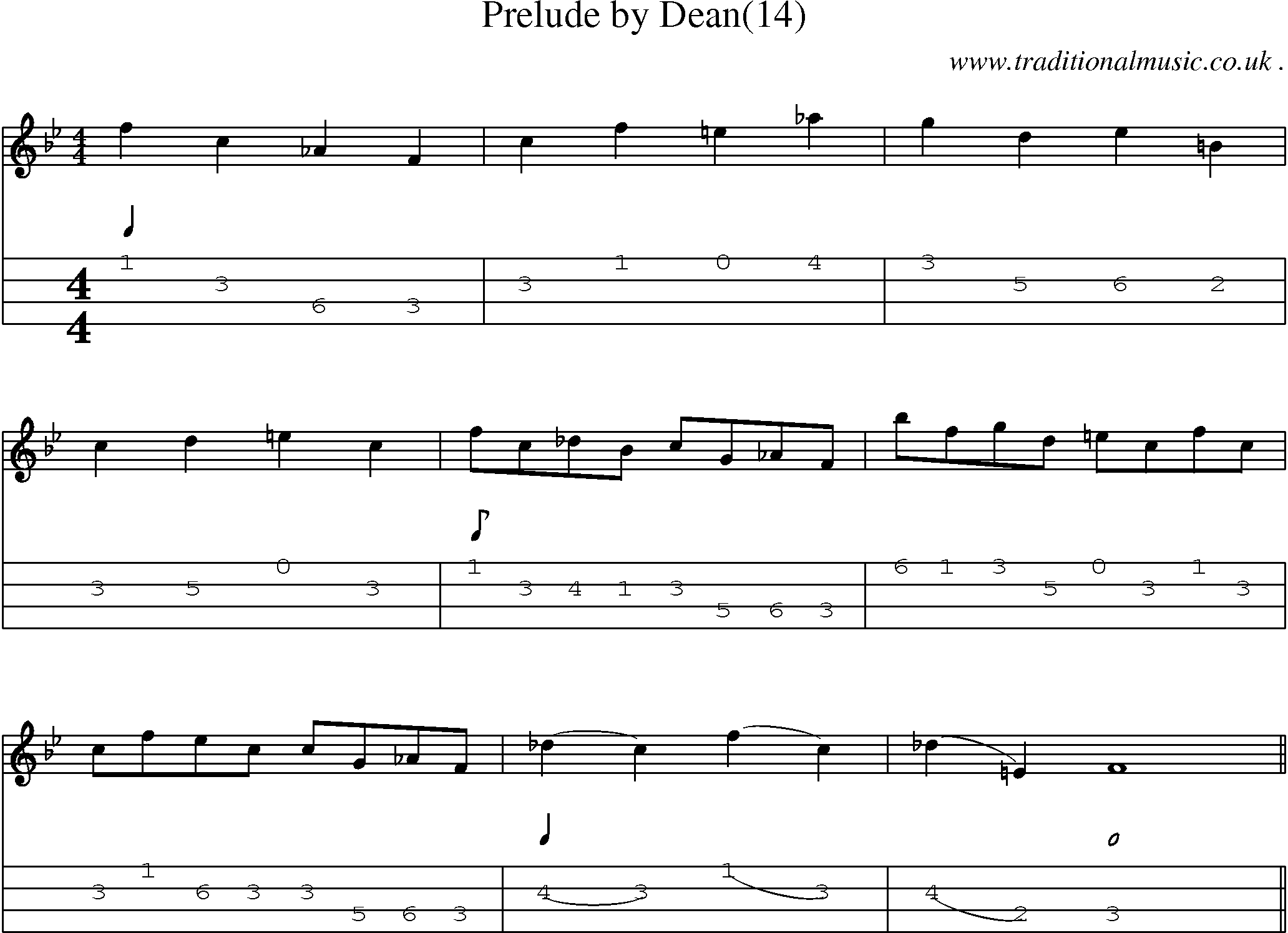 Sheet-Music and Mandolin Tabs for Prelude By Dean(14)