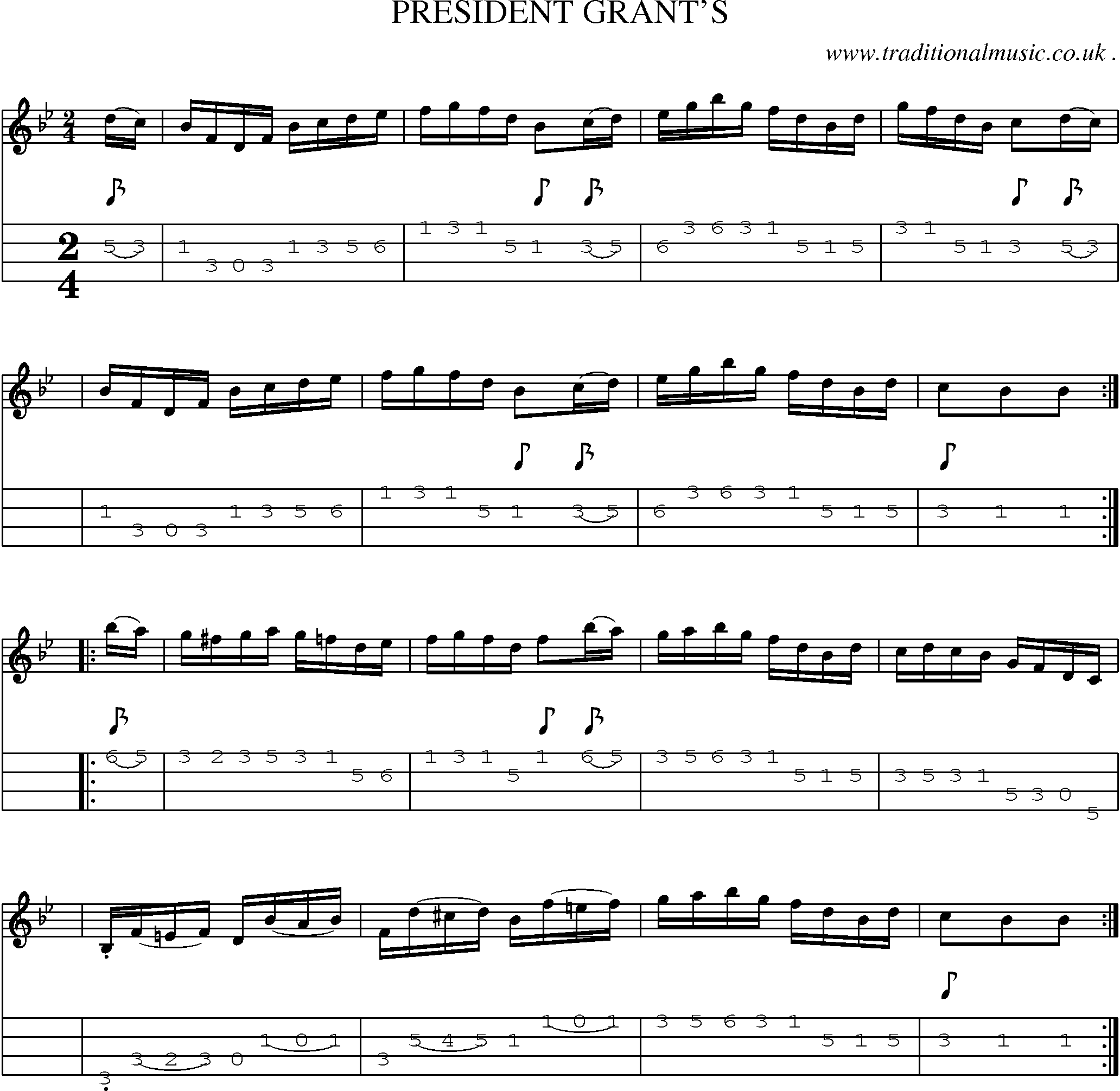 Sheet-Music and Mandolin Tabs for President Grants