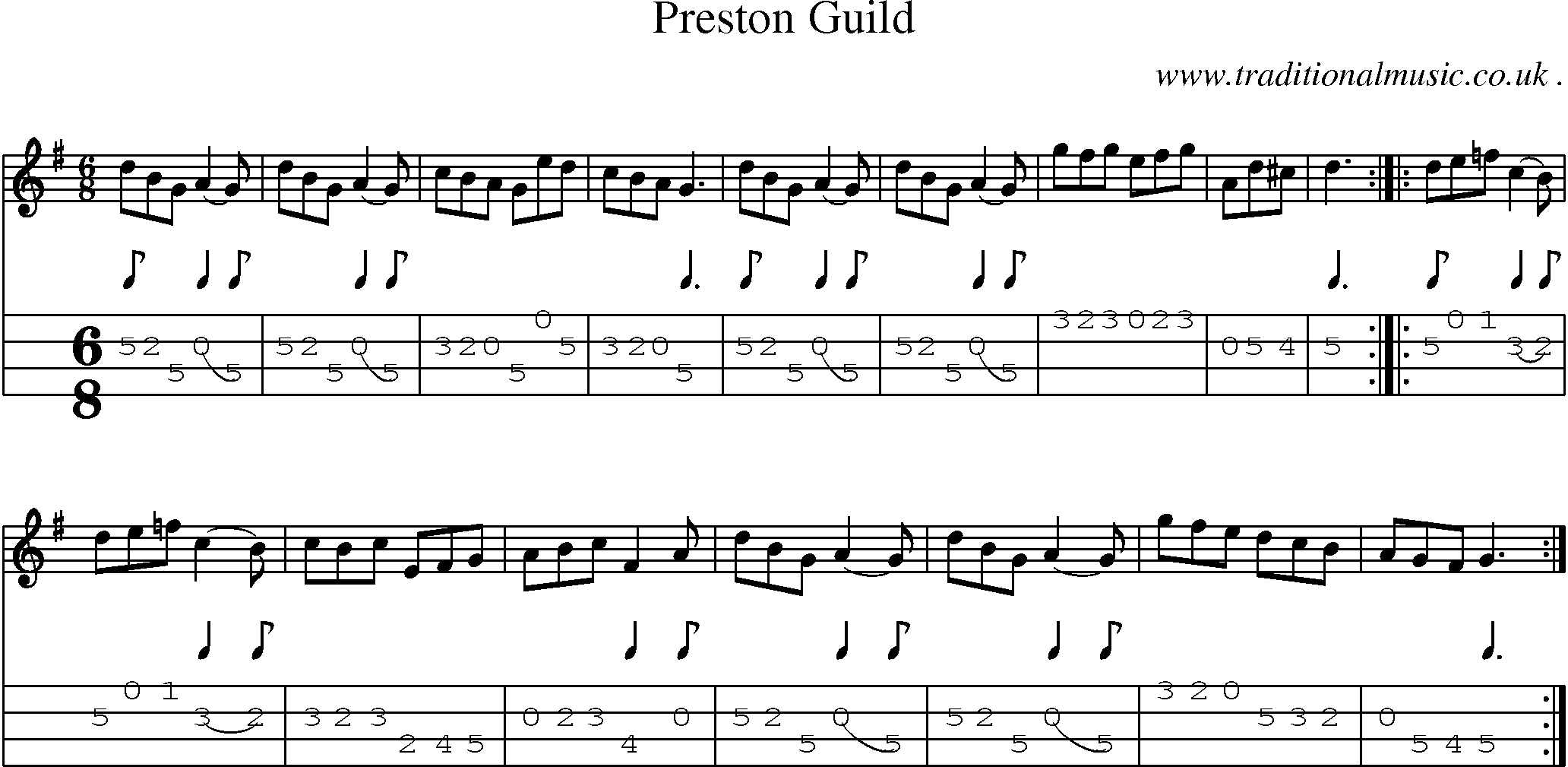 Sheet-Music and Mandolin Tabs for Preston Guild