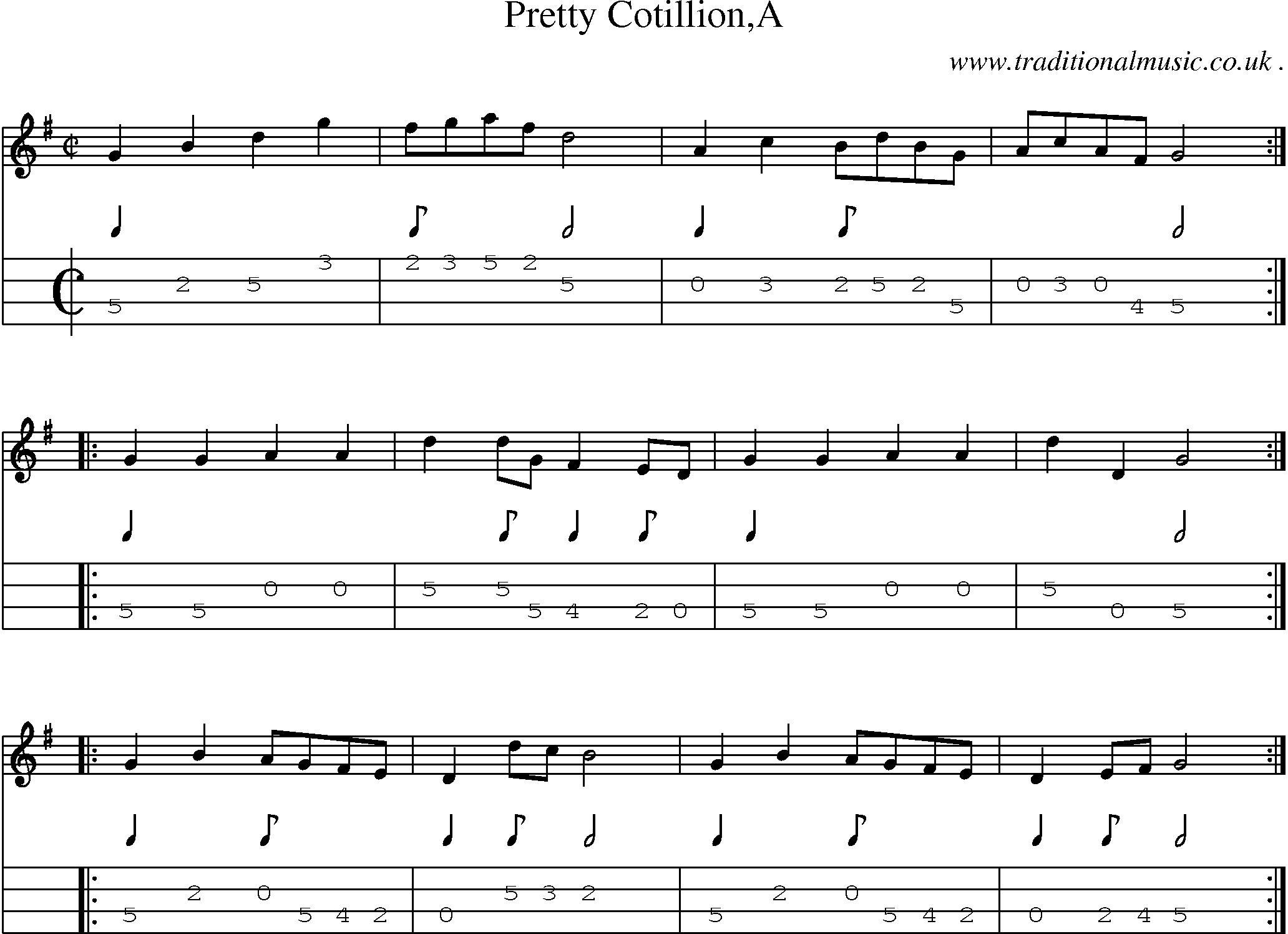 Sheet-Music and Mandolin Tabs for Pretty Cotilliona