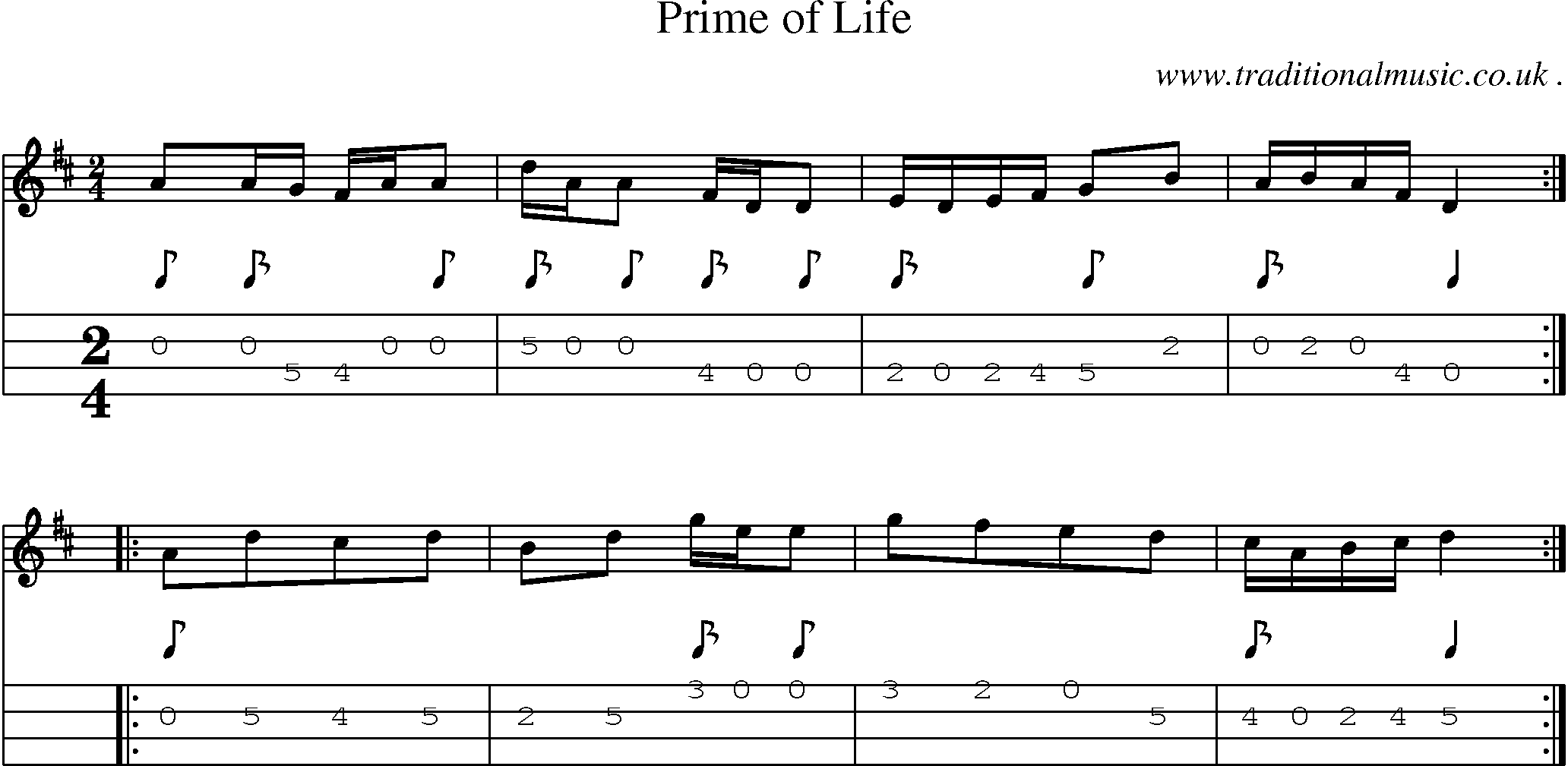 Sheet-Music and Mandolin Tabs for Prime Of Life