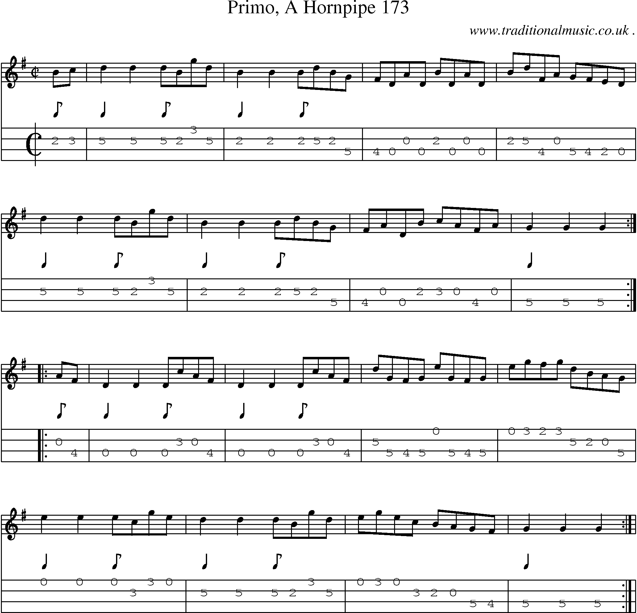 Sheet-Music and Mandolin Tabs for Primo A Hornpipe 173