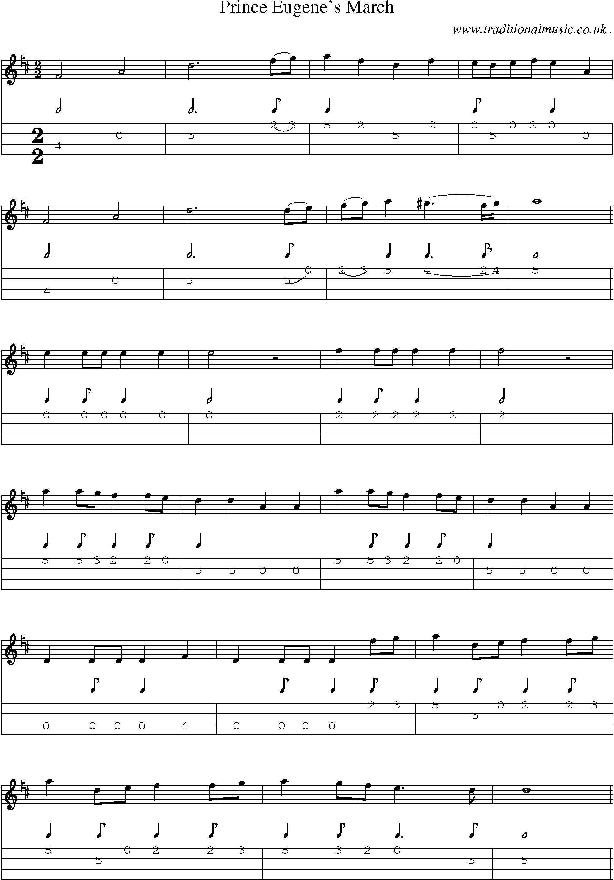 Sheet-Music and Mandolin Tabs for Prince Eugenes March