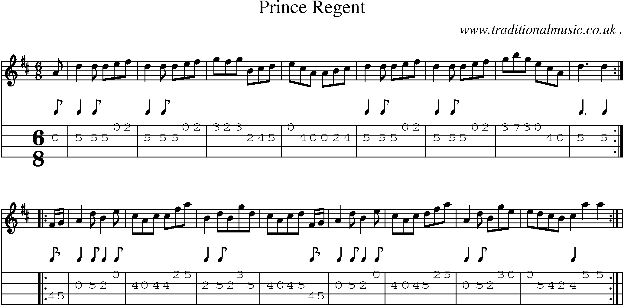 Sheet-Music and Mandolin Tabs for Prince Regent