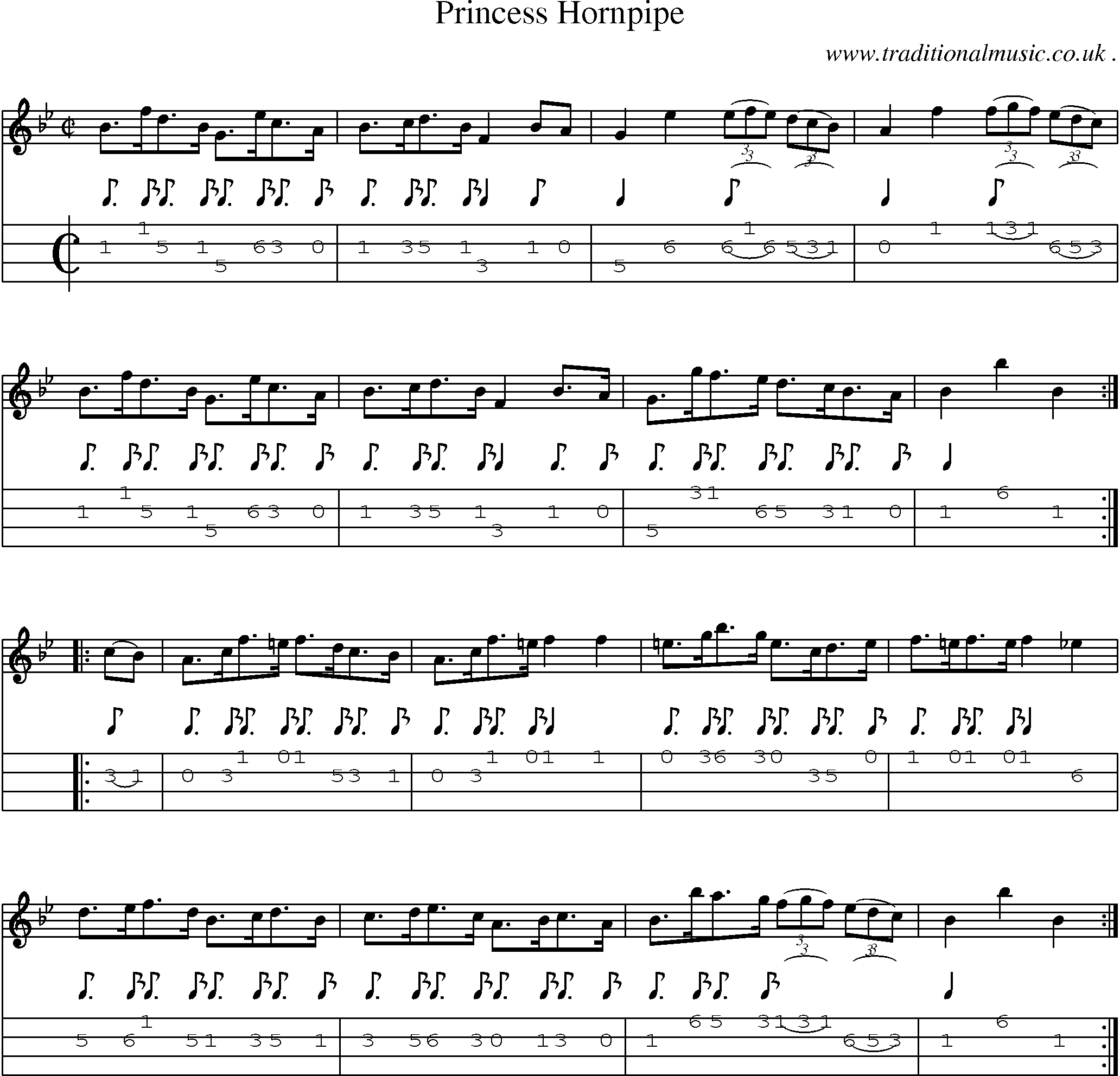 Sheet-Music and Mandolin Tabs for Princess Hornpipe