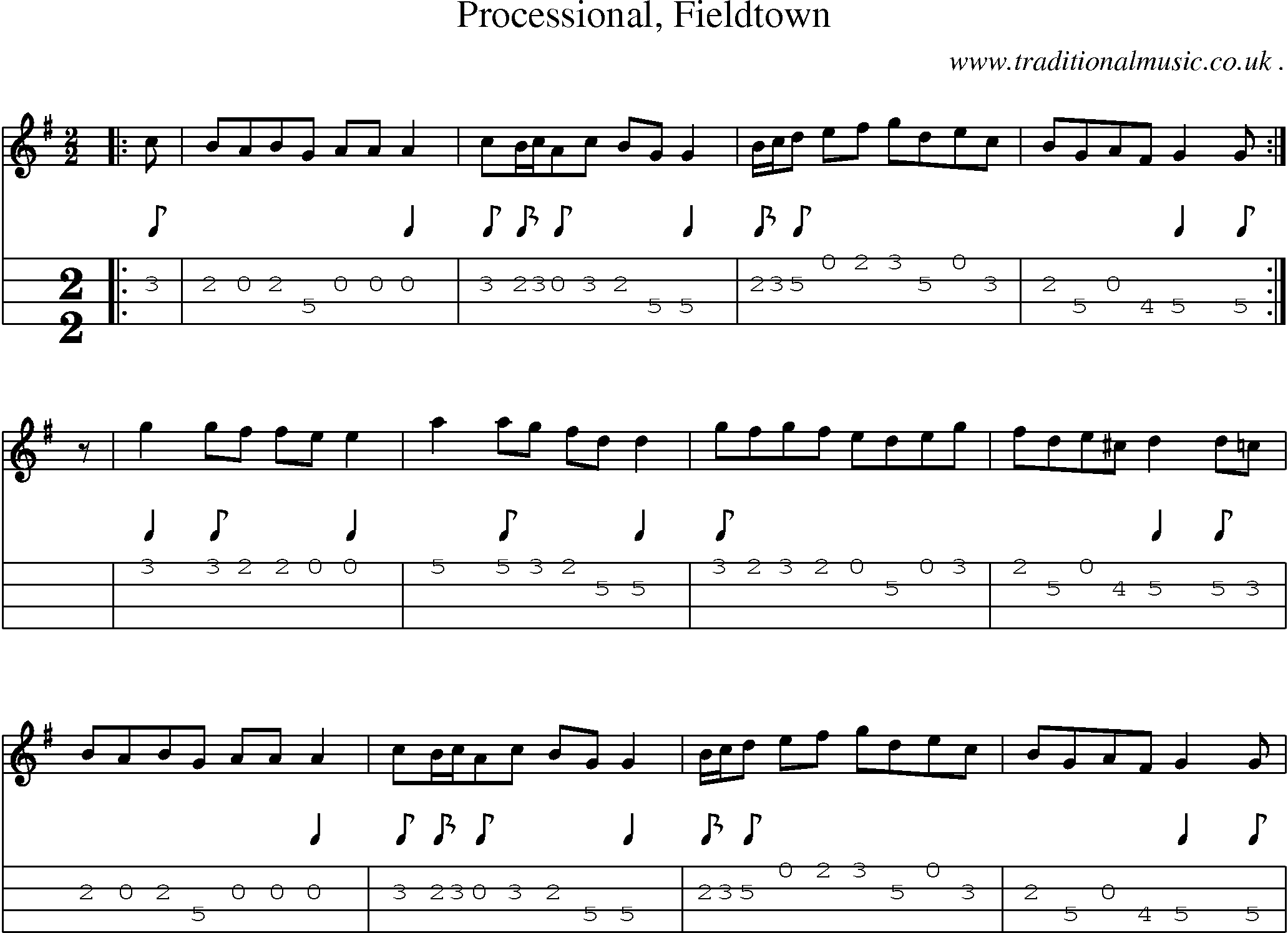 Sheet-Music and Mandolin Tabs for Processional Fieldtown