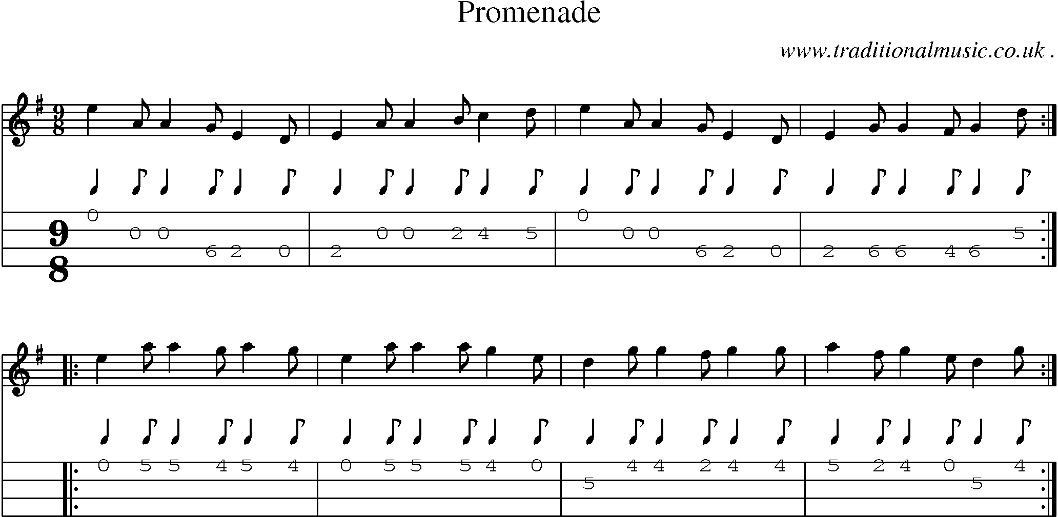 Sheet-Music and Mandolin Tabs for Promenade