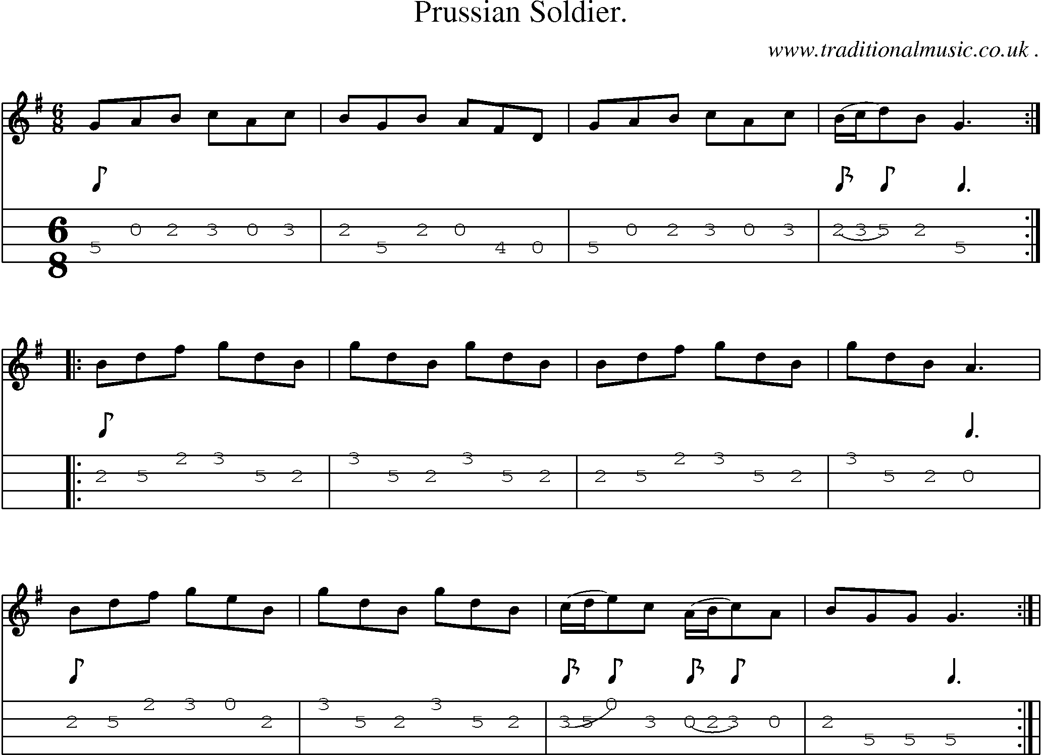 Sheet-Music and Mandolin Tabs for Prussian Soldier
