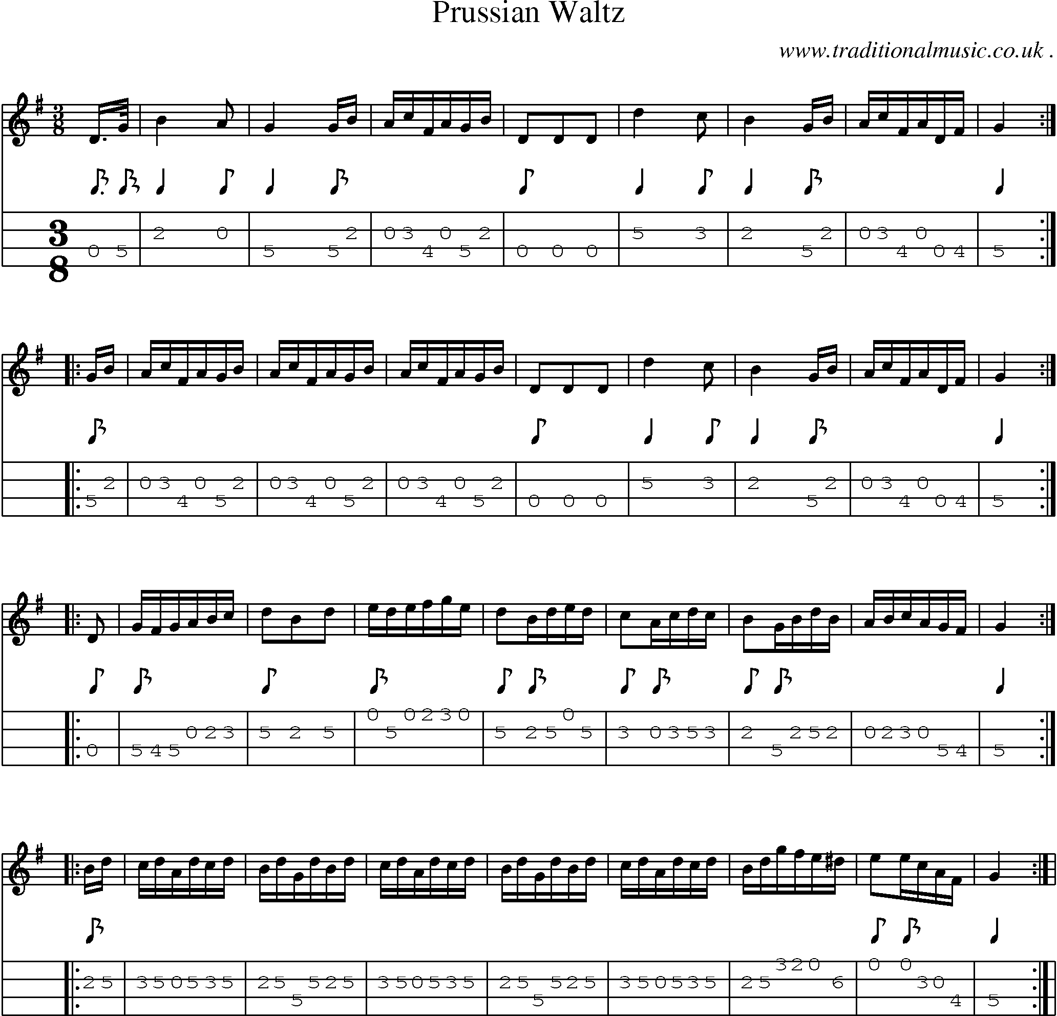 Sheet-Music and Mandolin Tabs for Prussian Waltz