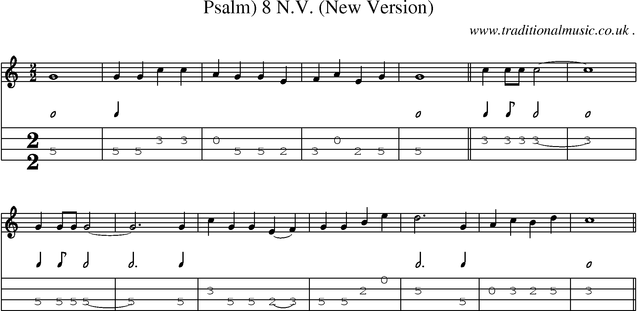 Sheet-Music and Mandolin Tabs for Psalm) 8 Nv (new Version)