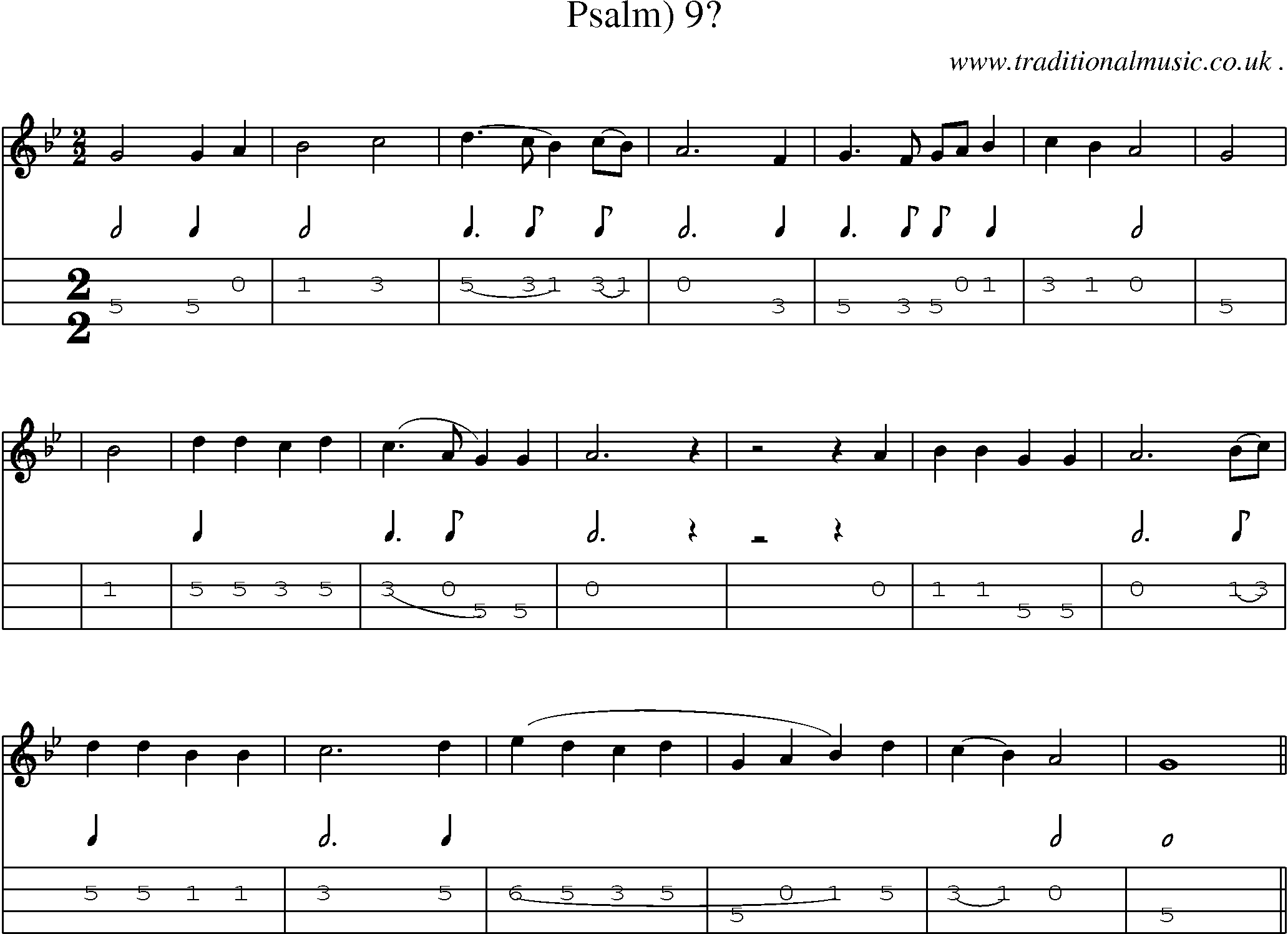 Sheet-Music and Mandolin Tabs for Psalm) 9