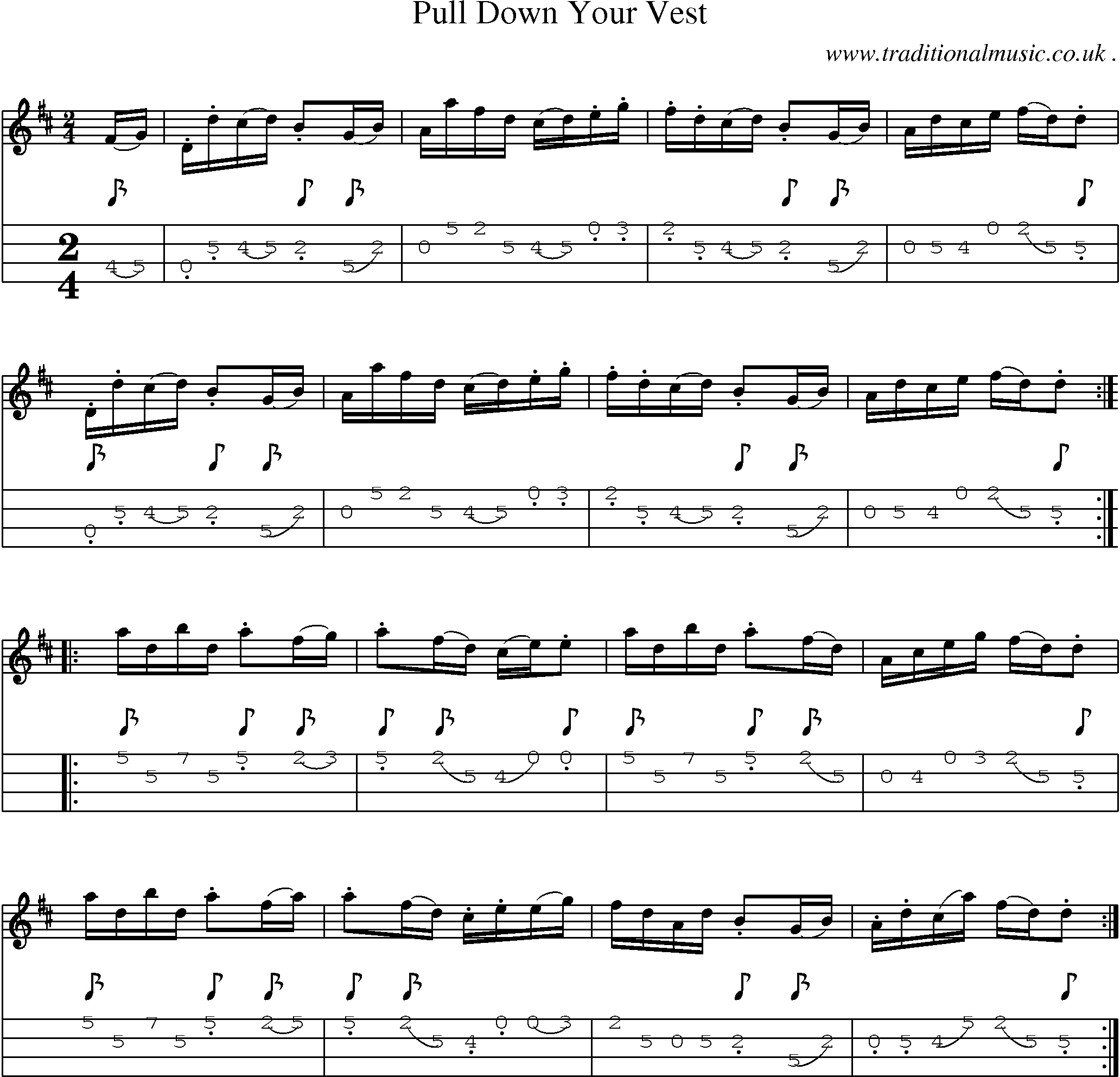 Sheet-Music and Mandolin Tabs for Pull Down Your Vest