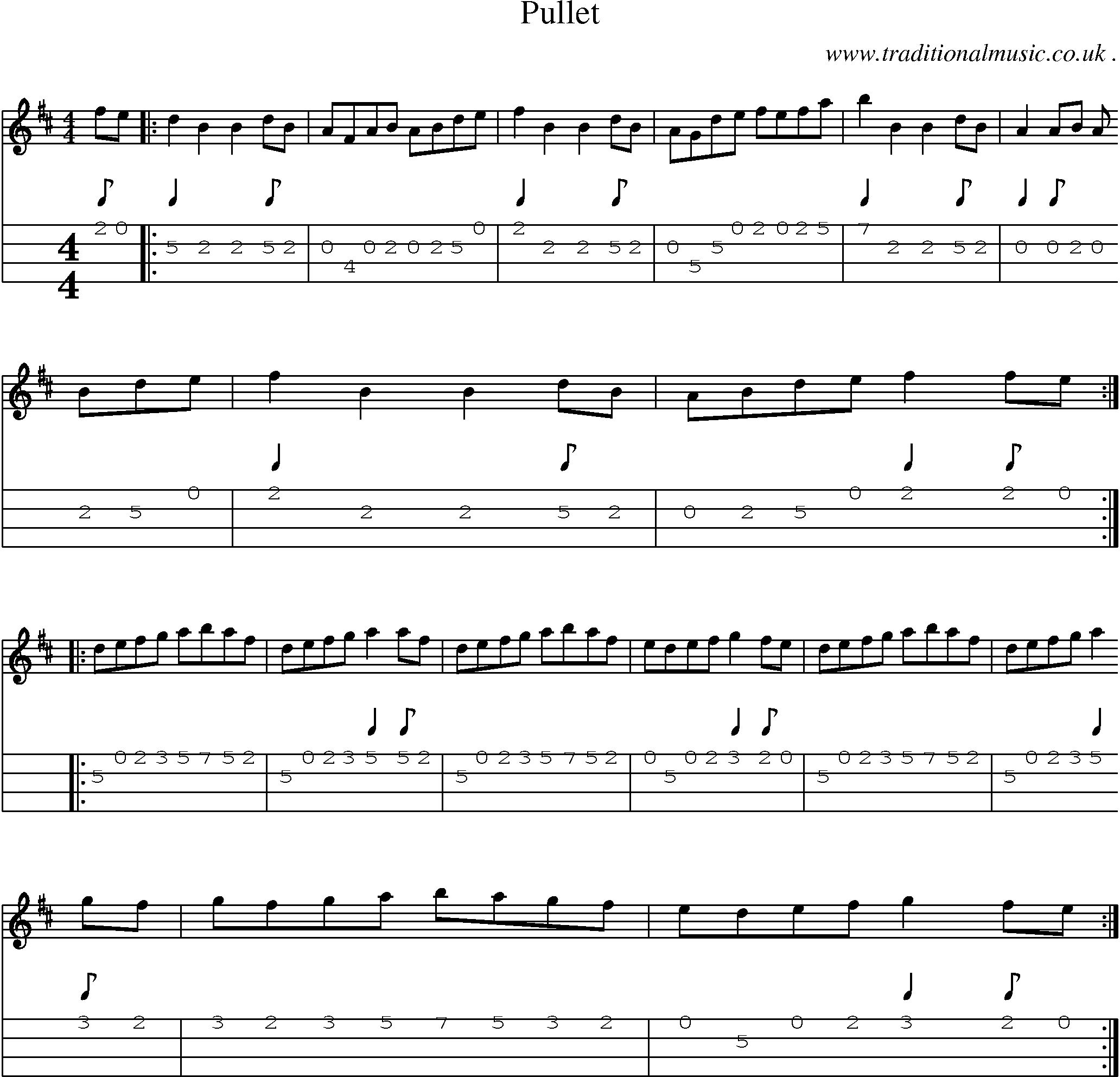 Sheet-Music and Mandolin Tabs for Pullet