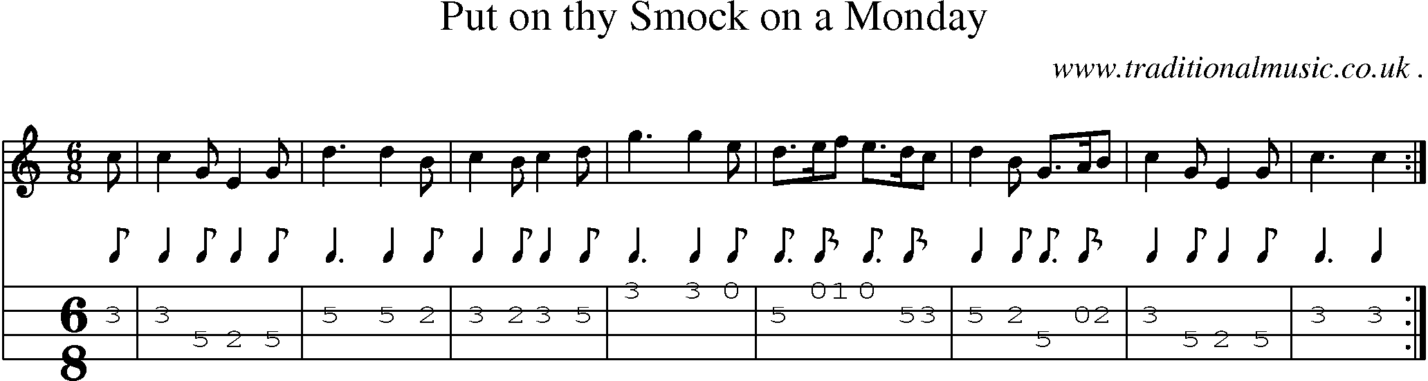 Sheet-Music and Mandolin Tabs for Put On Thy Smock On A Monday