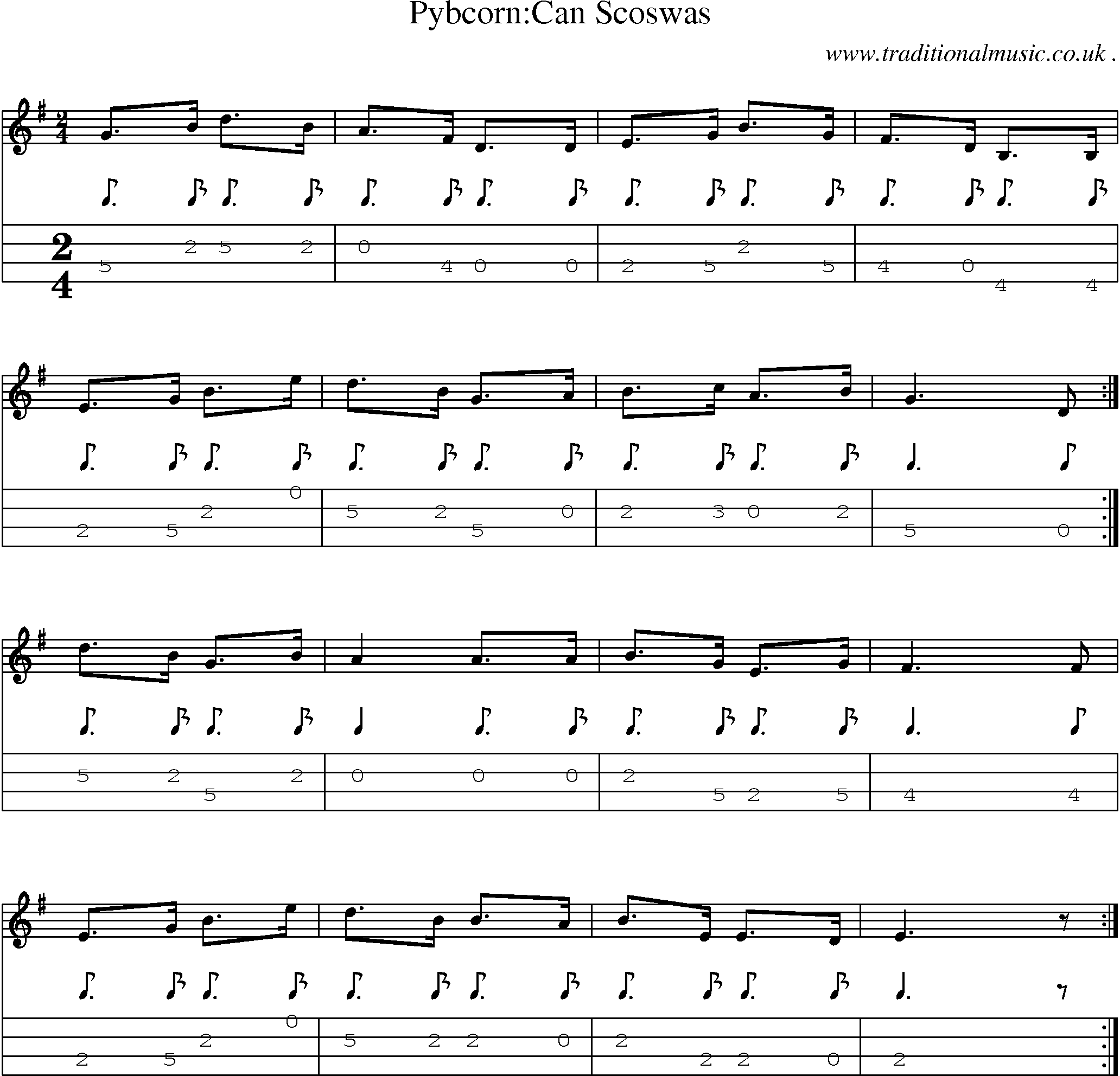 Sheet-Music and Mandolin Tabs for Pybcorncan Scoswas