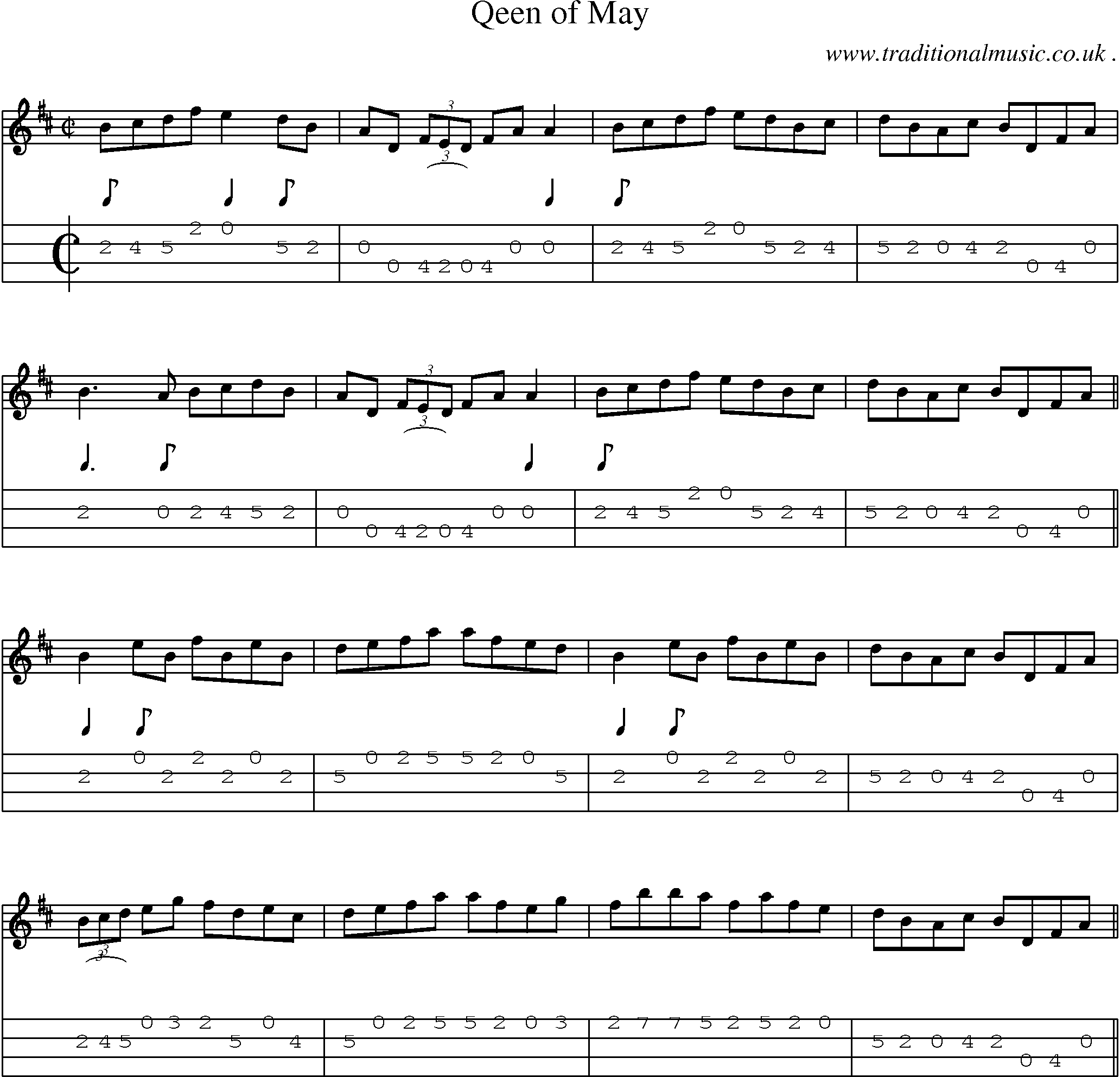Sheet-Music and Mandolin Tabs for Qeen Of May