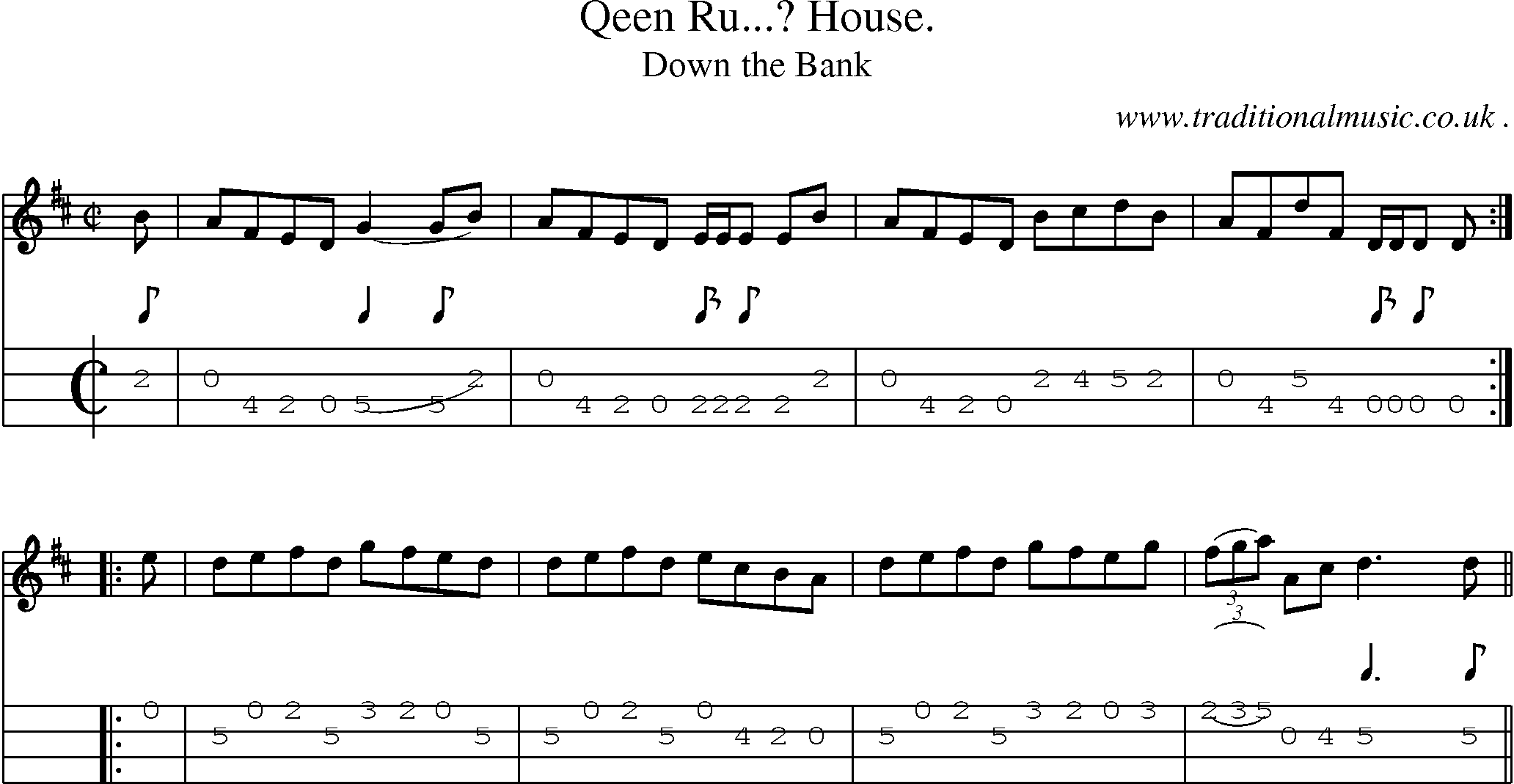 Sheet-Music and Mandolin Tabs for Qeen Ru House