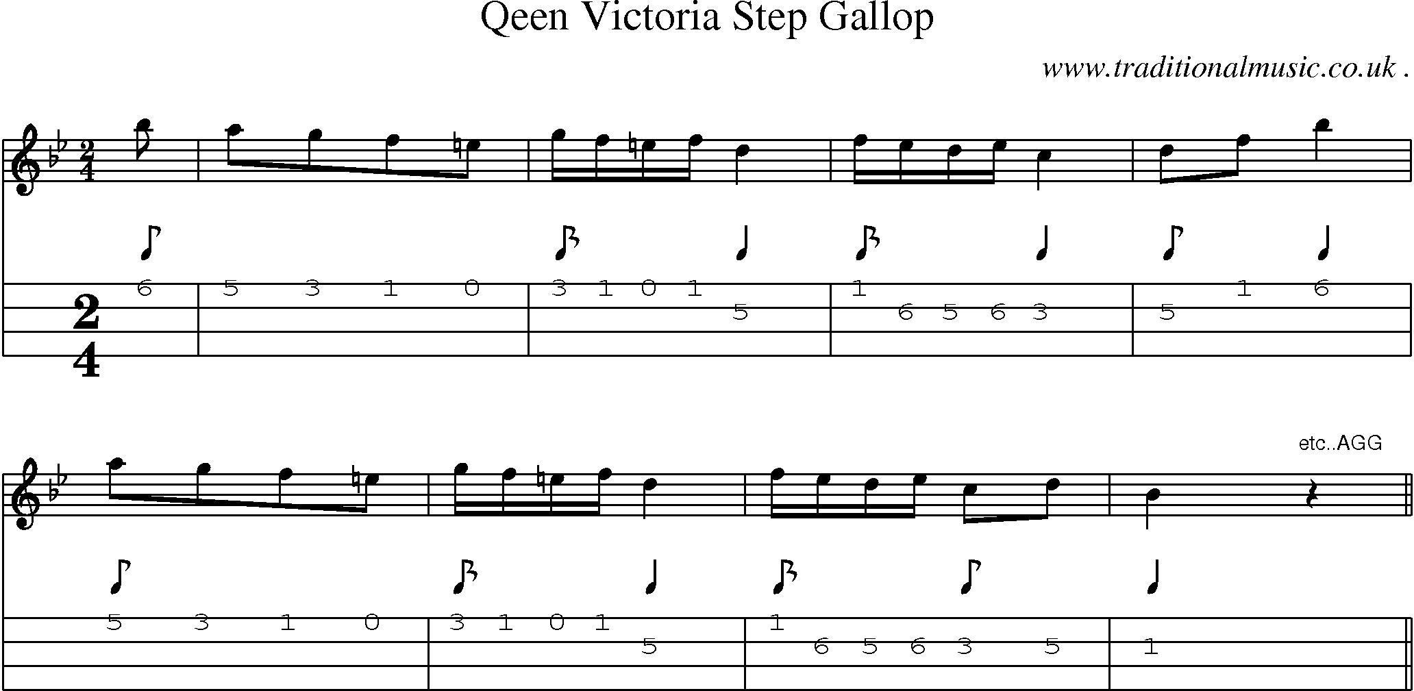 Sheet-Music and Mandolin Tabs for Qeen Victoria Step Gallop
