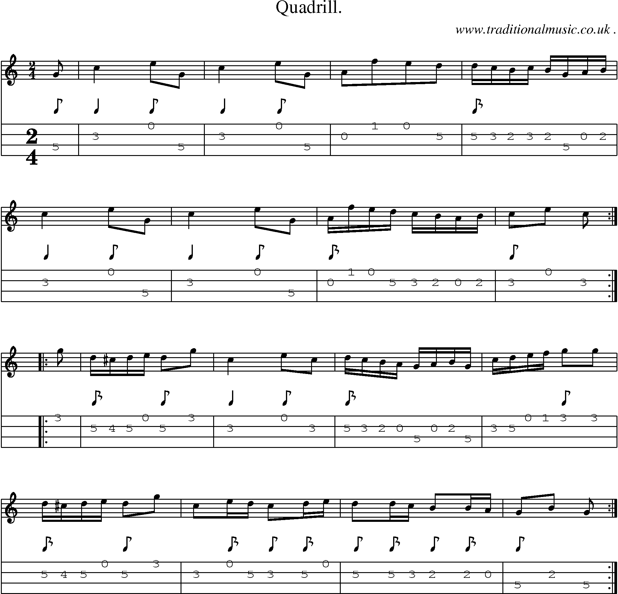 Sheet-Music and Mandolin Tabs for Quadrill
