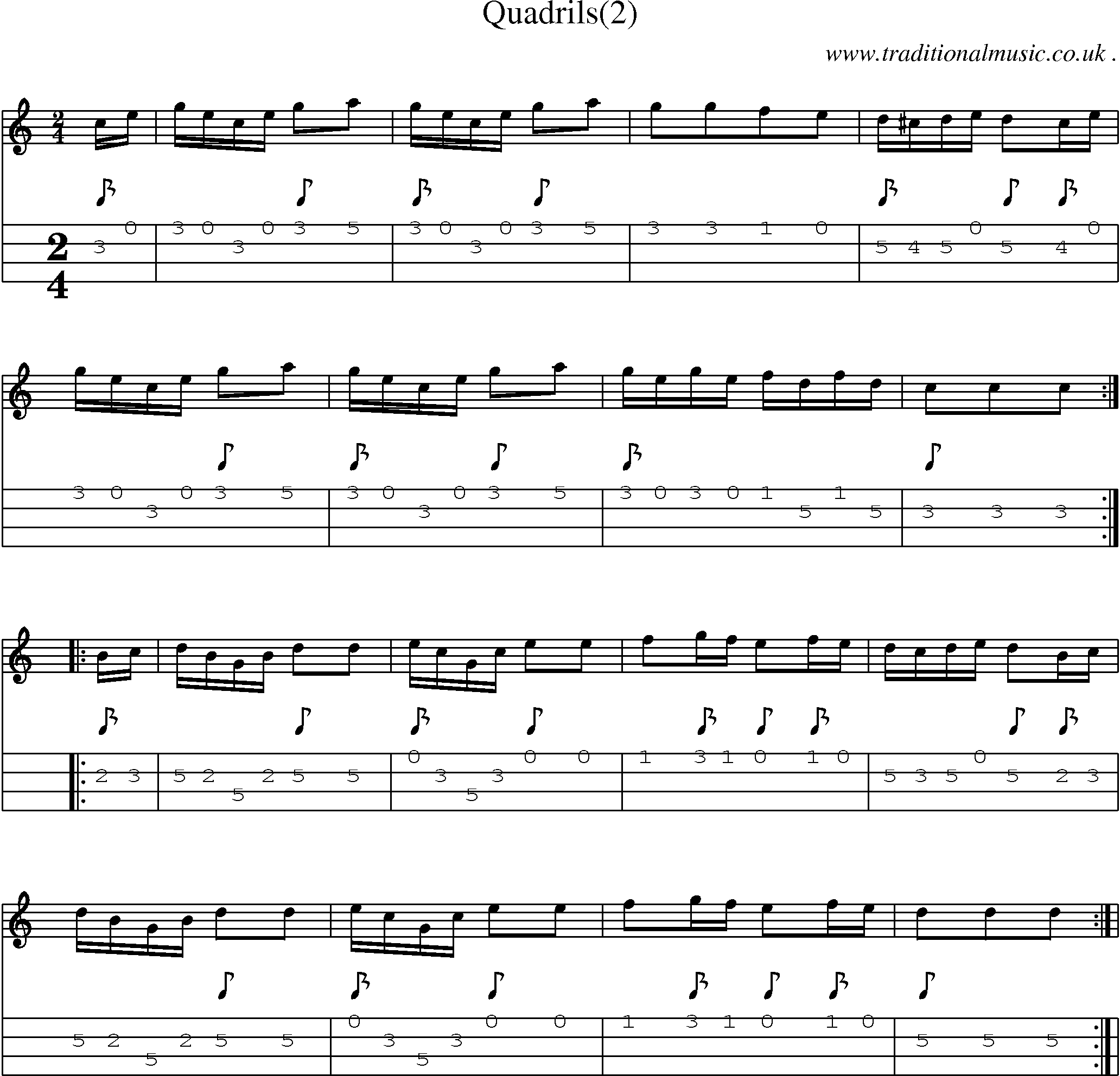 Sheet-Music and Mandolin Tabs for Quadrils(2)