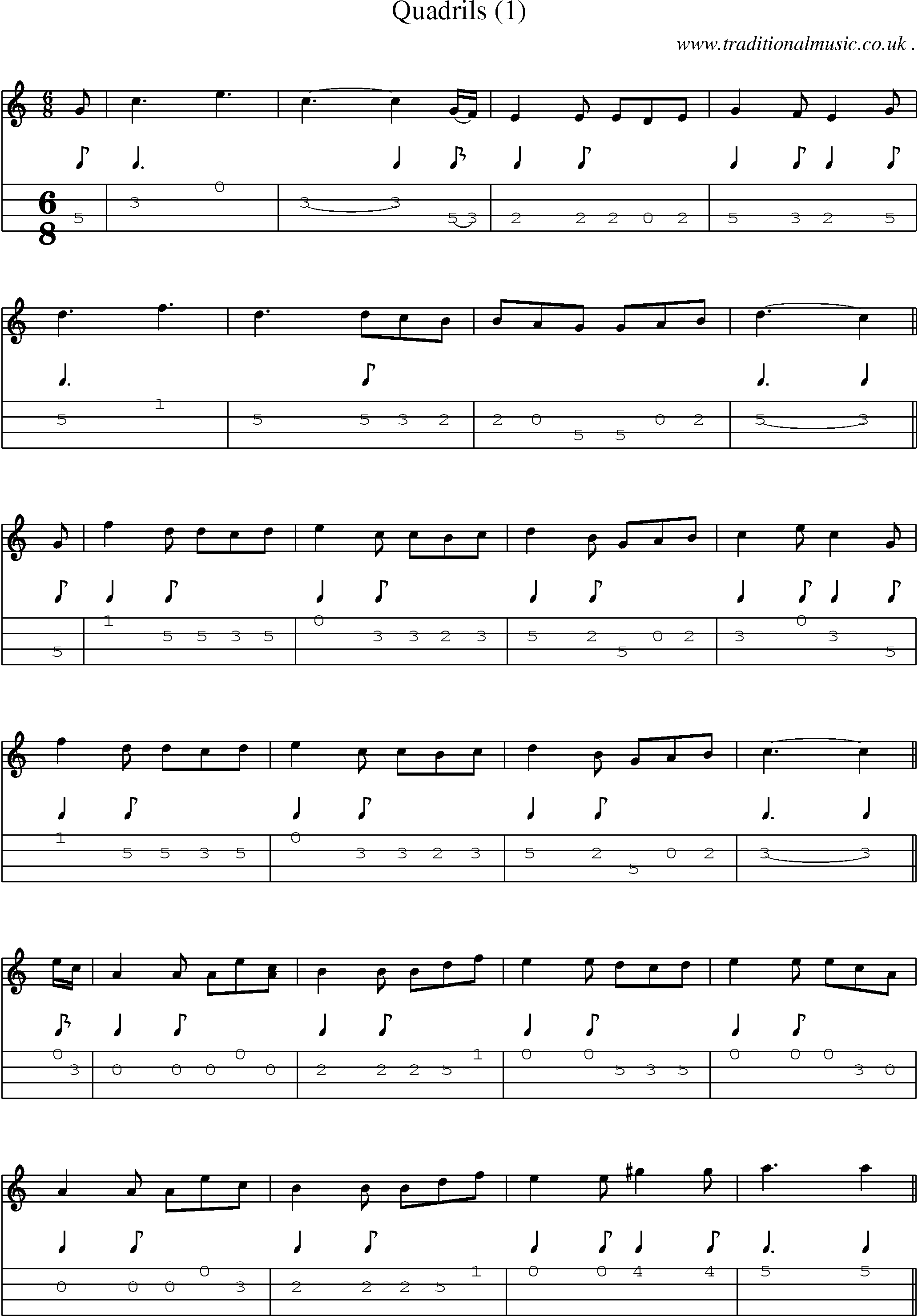 Sheet-Music and Mandolin Tabs for Quadrils (1)