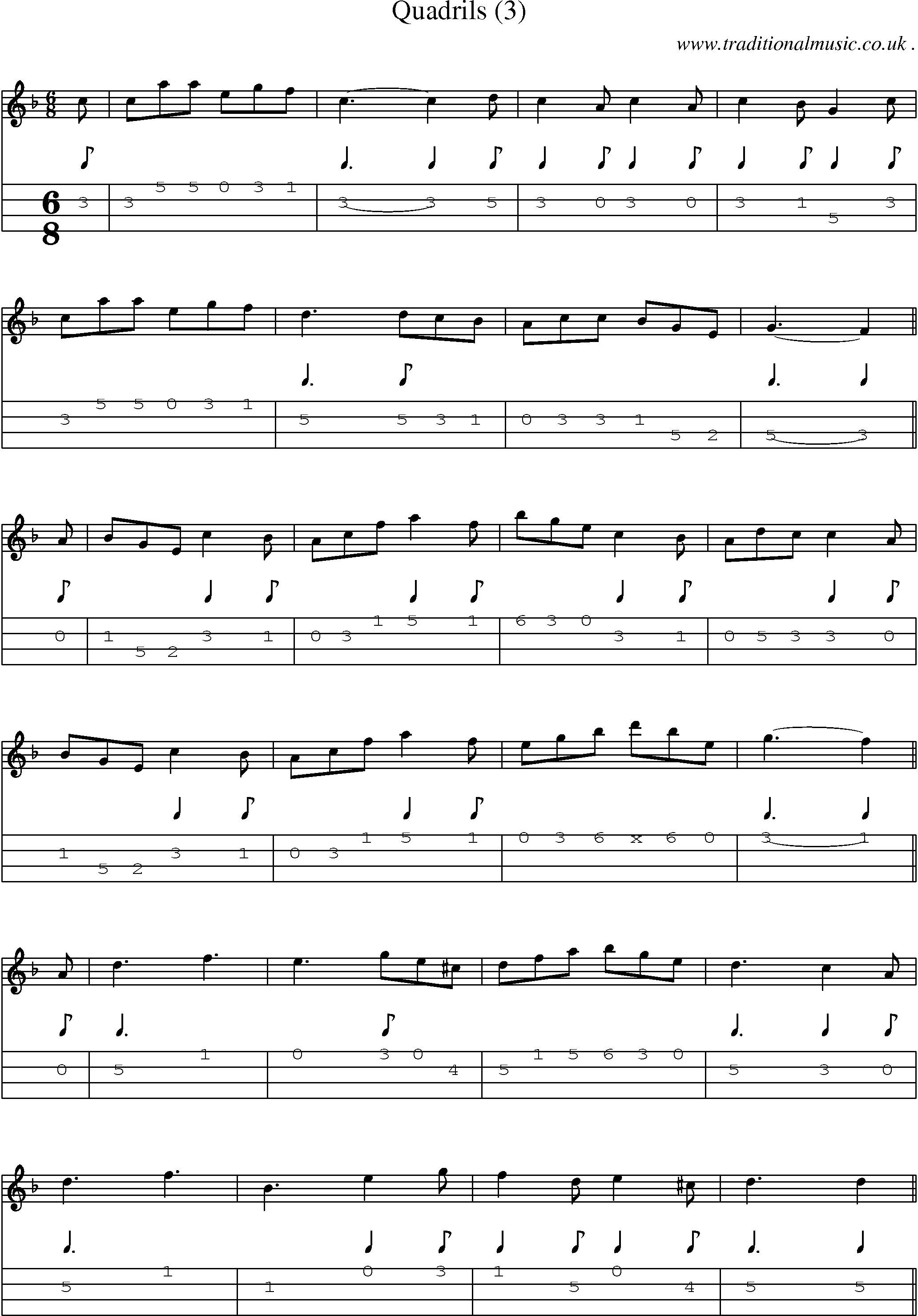 Sheet-Music and Mandolin Tabs for Quadrils (3)