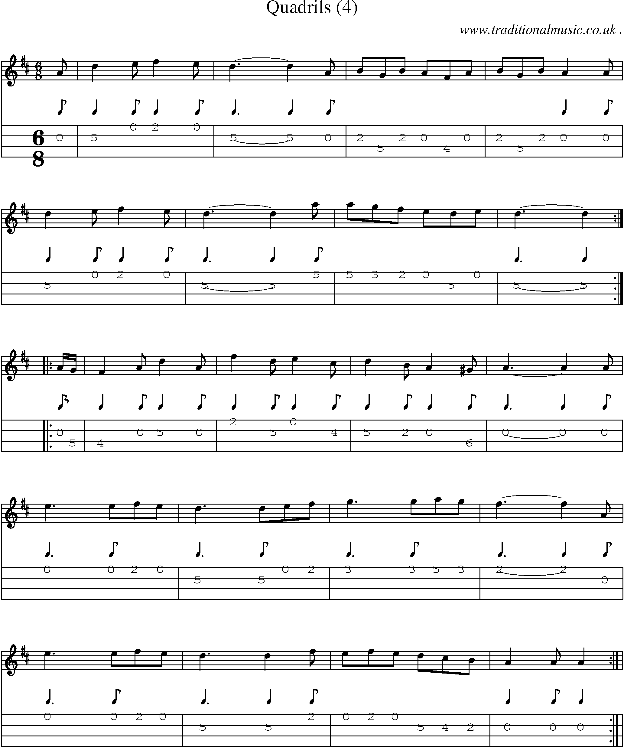 Sheet-Music and Mandolin Tabs for Quadrils (4)
