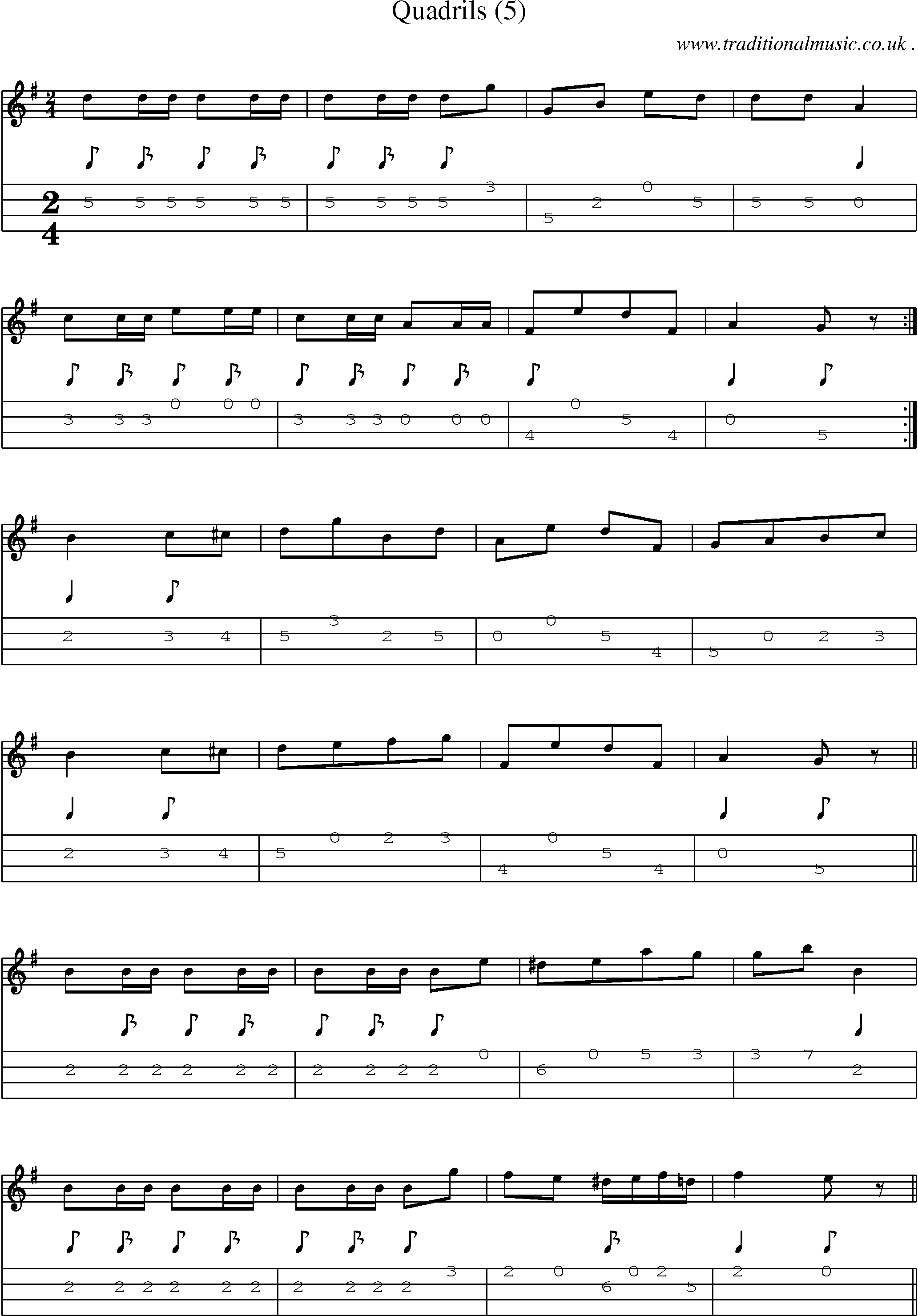 Sheet-Music and Mandolin Tabs for Quadrils (5)