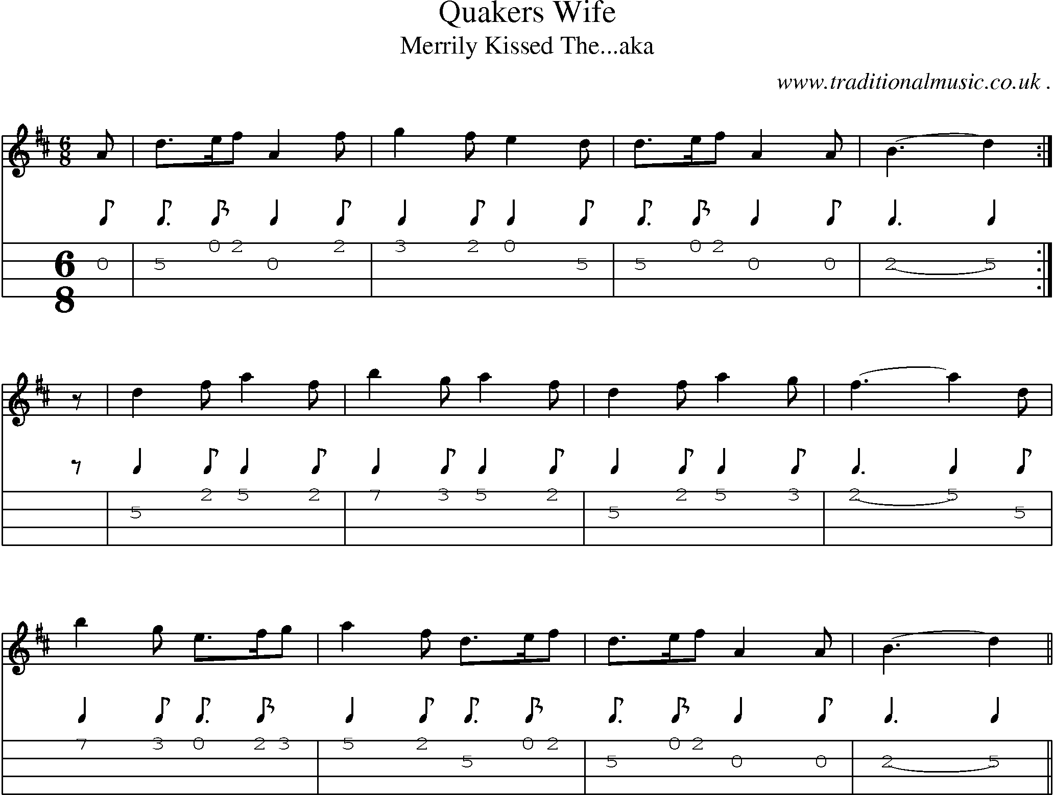 Sheet-Music and Mandolin Tabs for Quakers Wife 