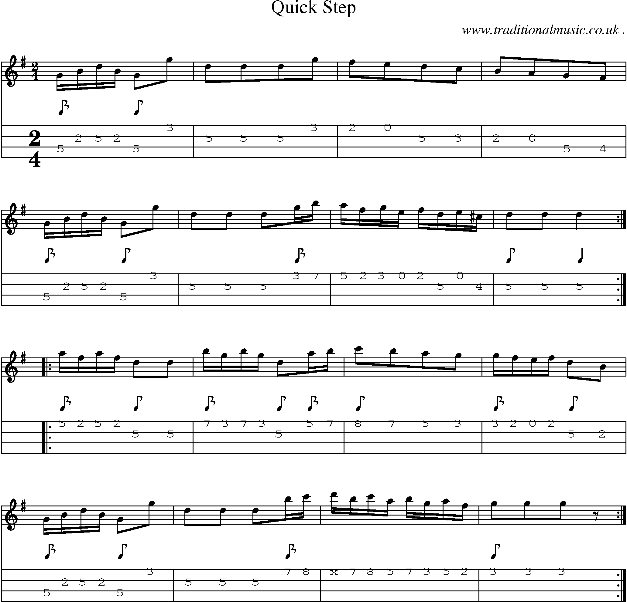 Sheet-Music and Mandolin Tabs for Quick Step