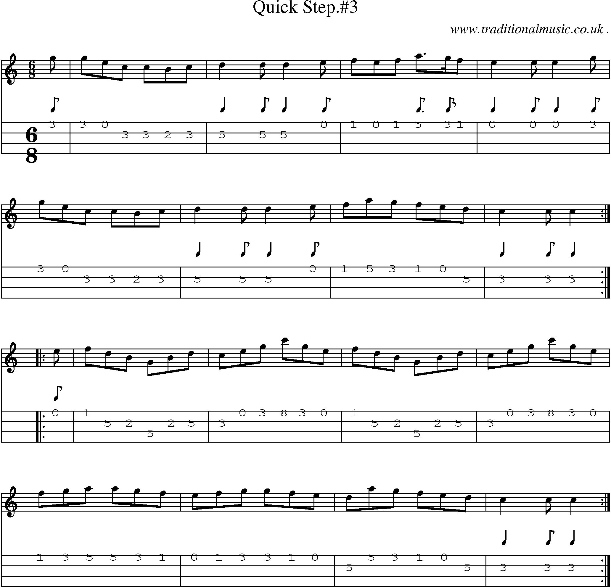 Sheet-Music and Mandolin Tabs for Quick Step3