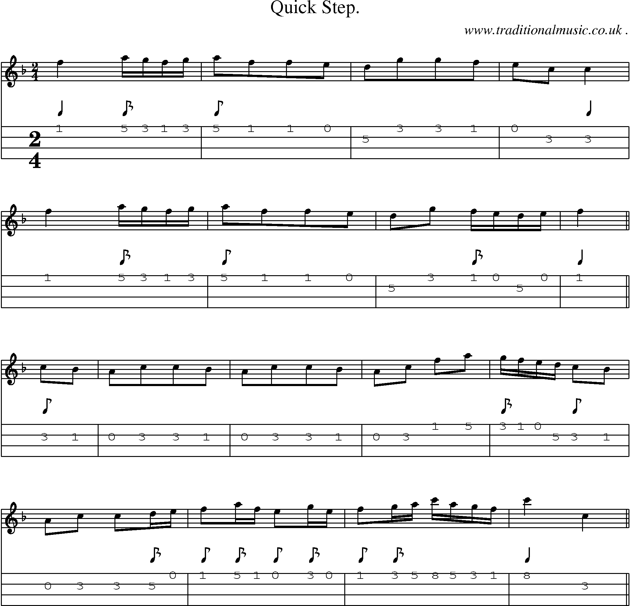 Sheet-Music and Mandolin Tabs for Quick Step 