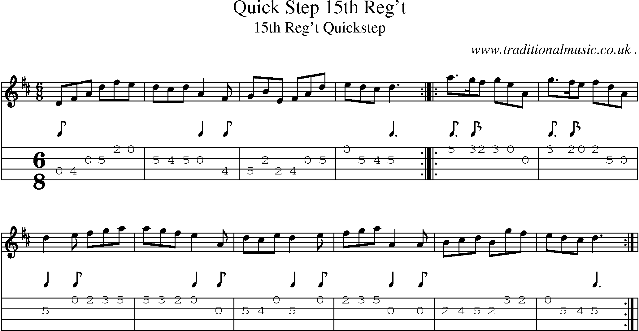Sheet-Music and Mandolin Tabs for Quick Step 15th Reg