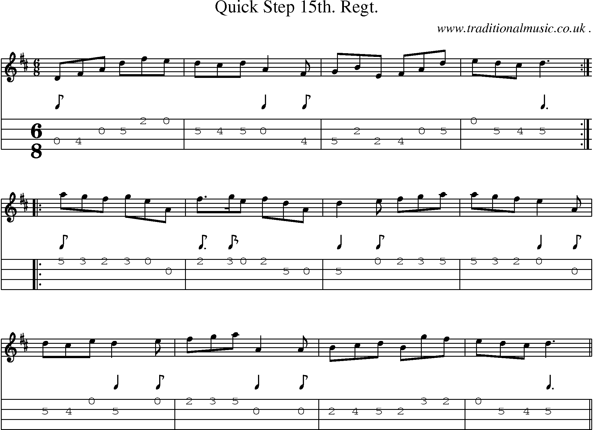 Sheet-Music and Mandolin Tabs for Quick Step 15th Regt