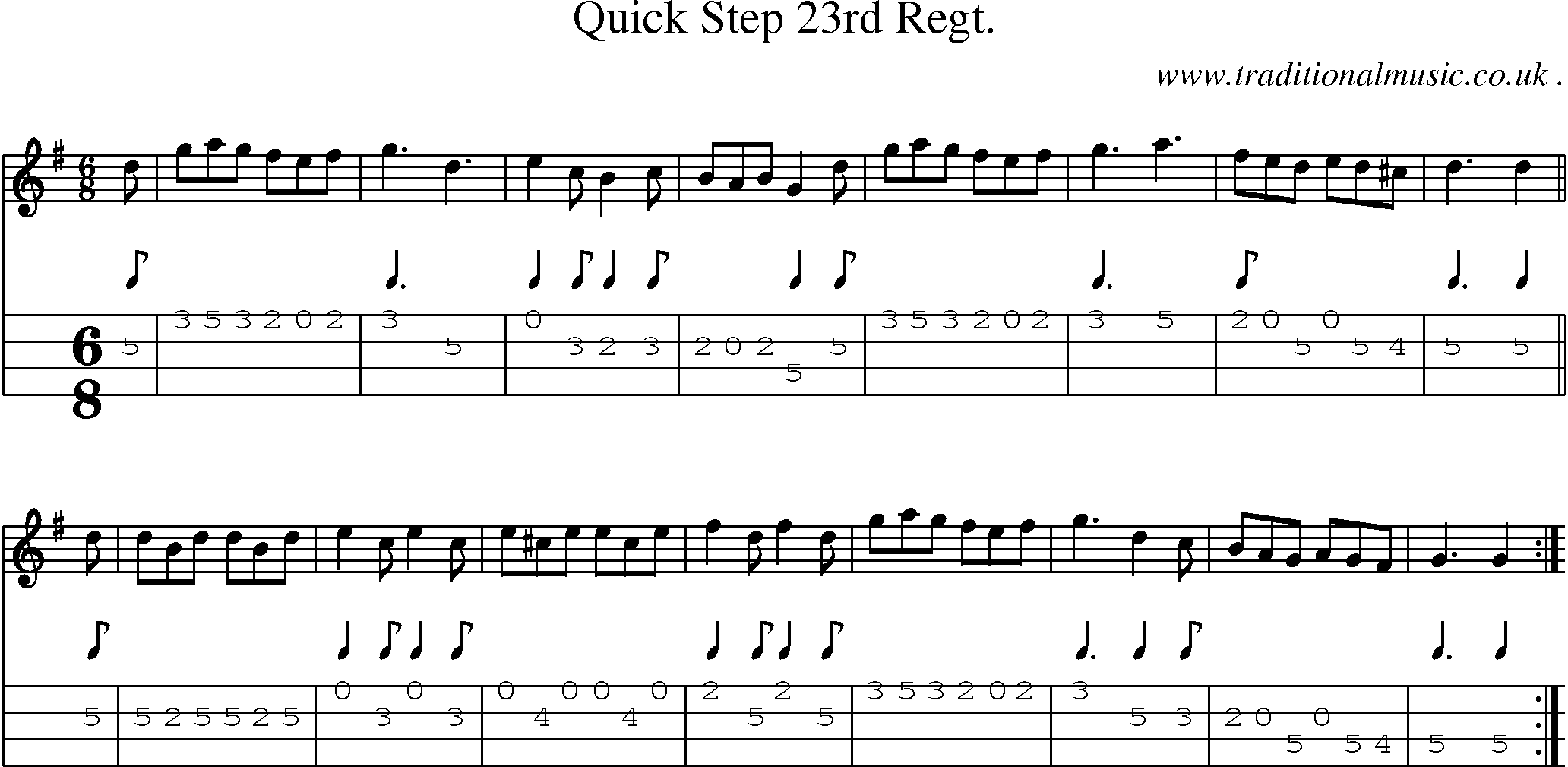Sheet-Music and Mandolin Tabs for Quick Step 23rd Regt