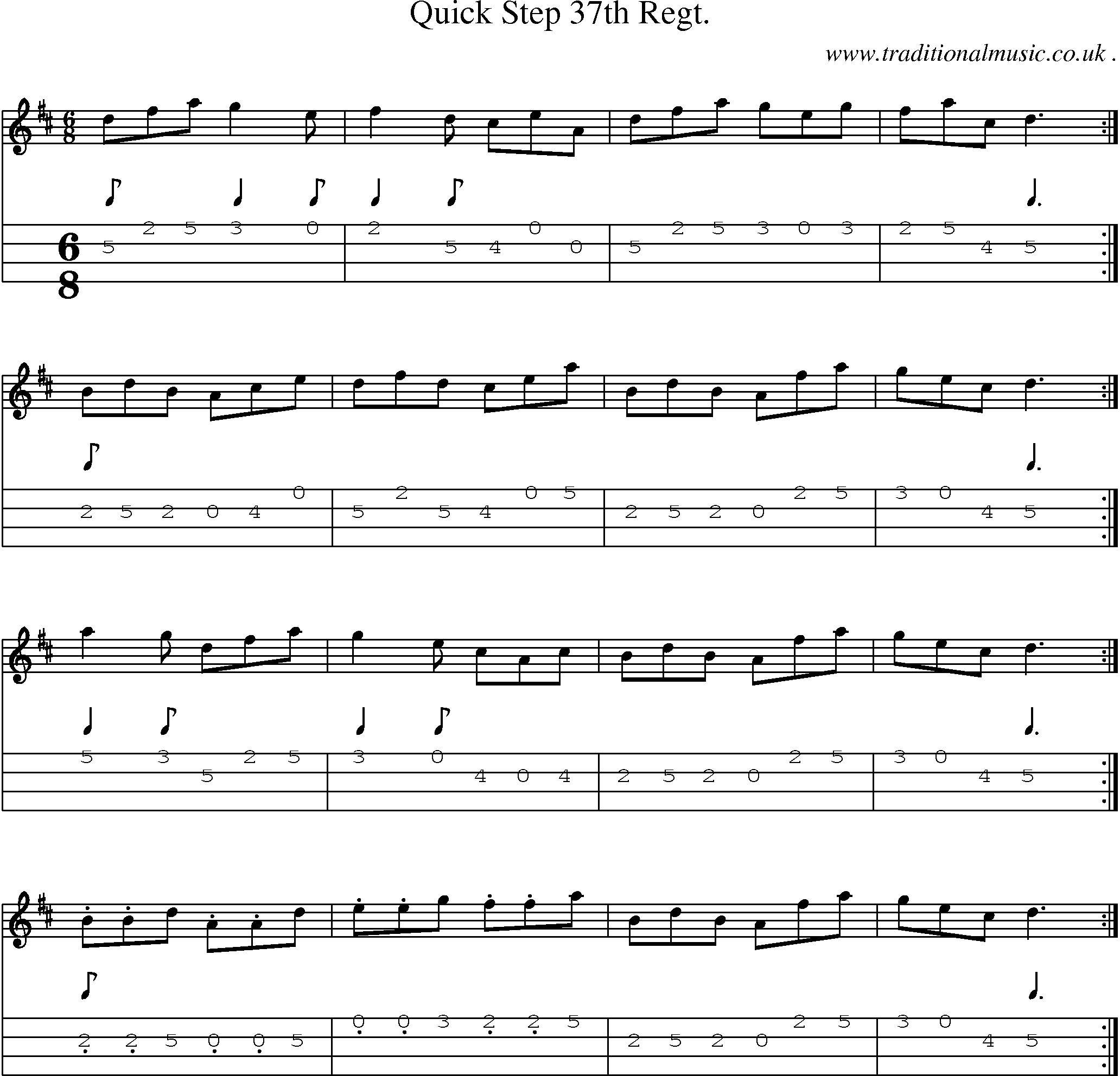 Sheet-Music and Mandolin Tabs for Quick Step 37th Regt