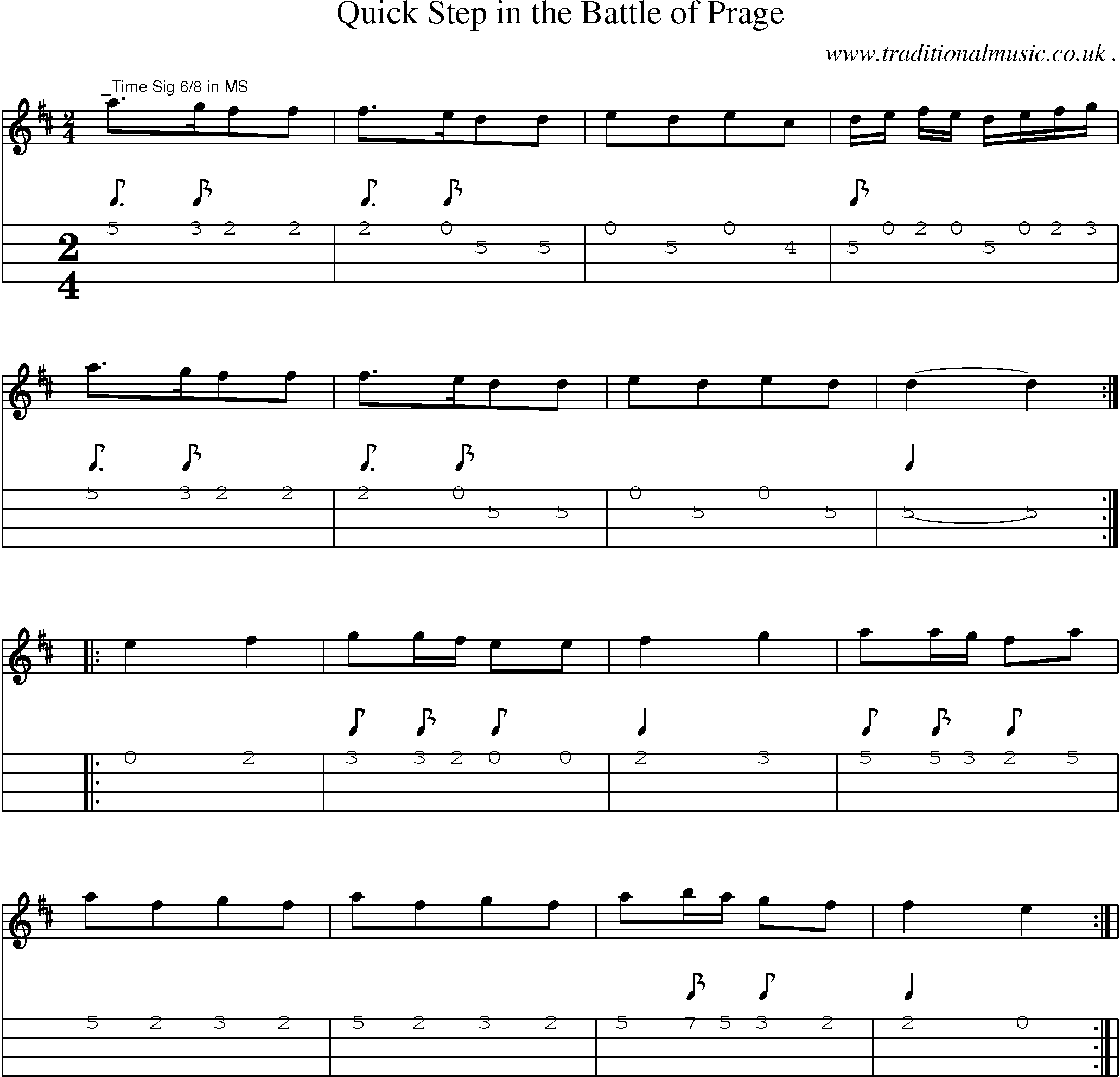 Sheet-Music and Mandolin Tabs for Quick Step In The Battle Of Prage