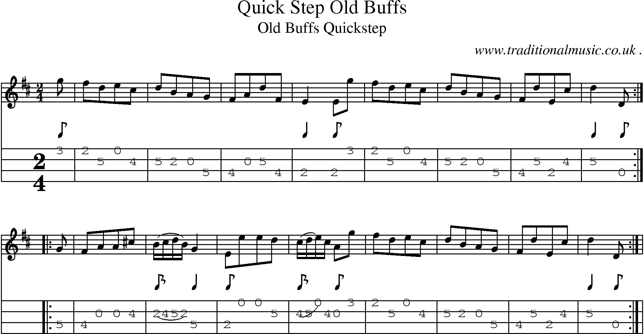 Sheet-Music and Mandolin Tabs for Quick Step Old Buffs