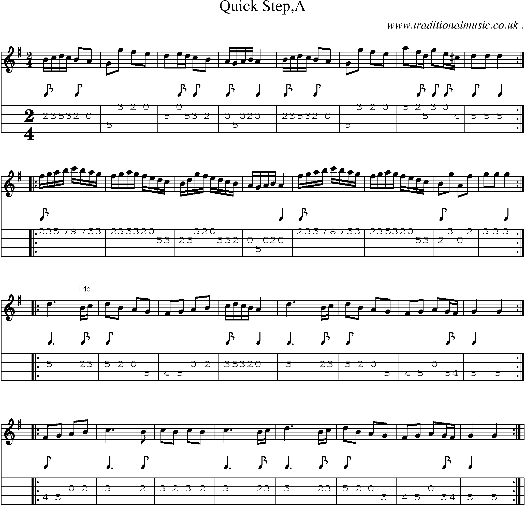 Sheet-Music and Mandolin Tabs for Quick Stepa